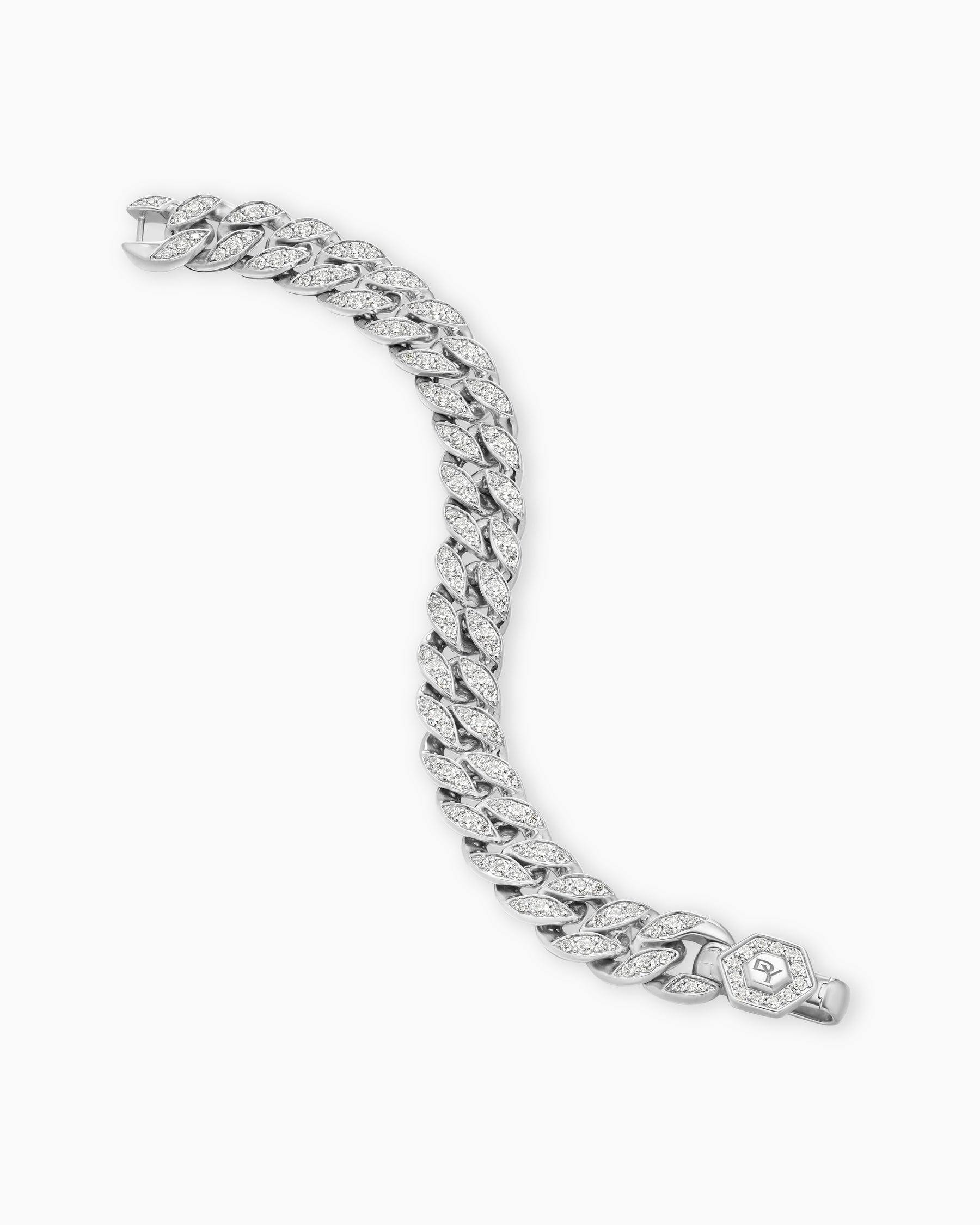 Alternative view of Curb Chain Bracelet in Platinum with Diamonds, 11.5mm
