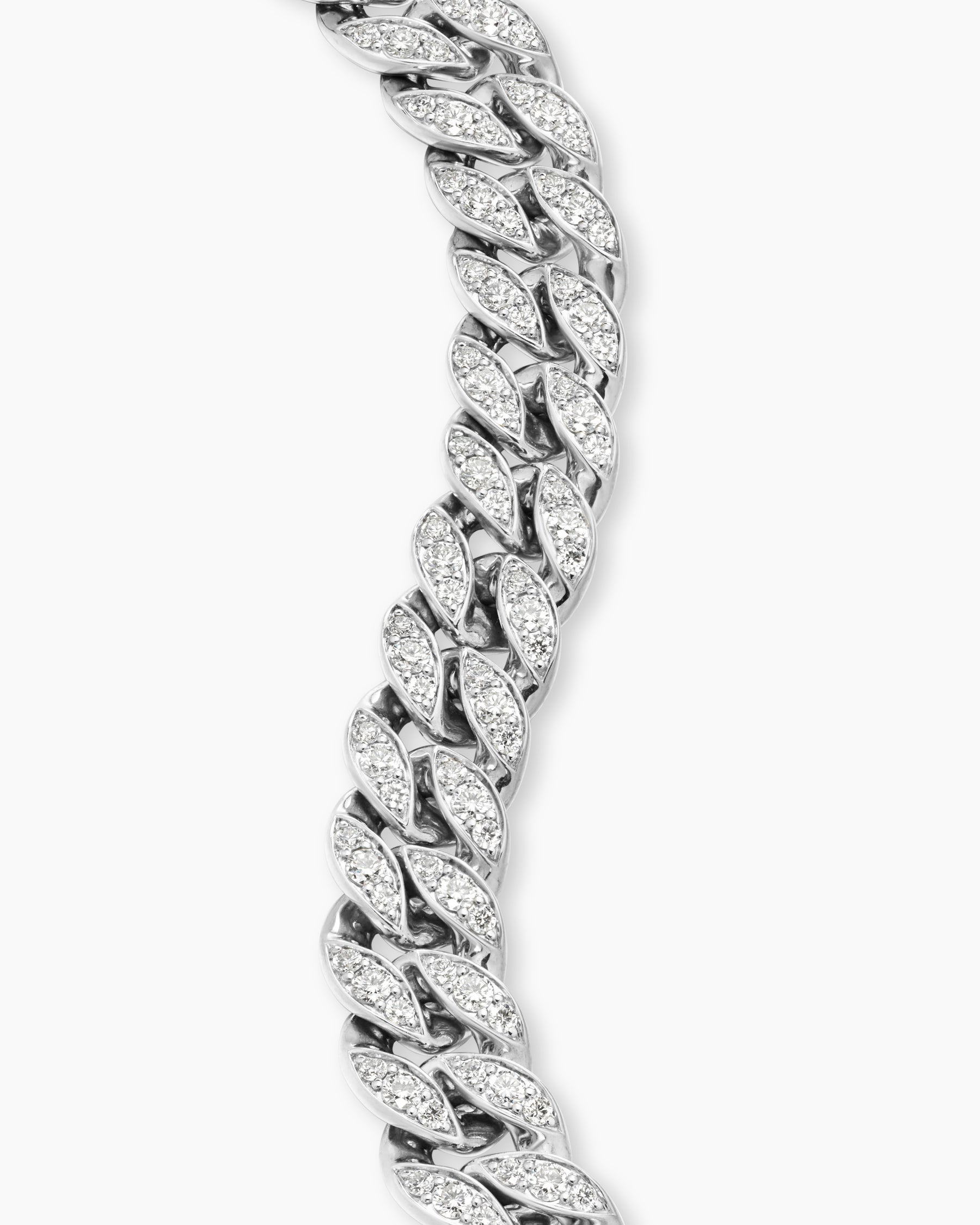 Curb Chain Bracelet in Platinum with Diamonds, 11.5mm - Image 4