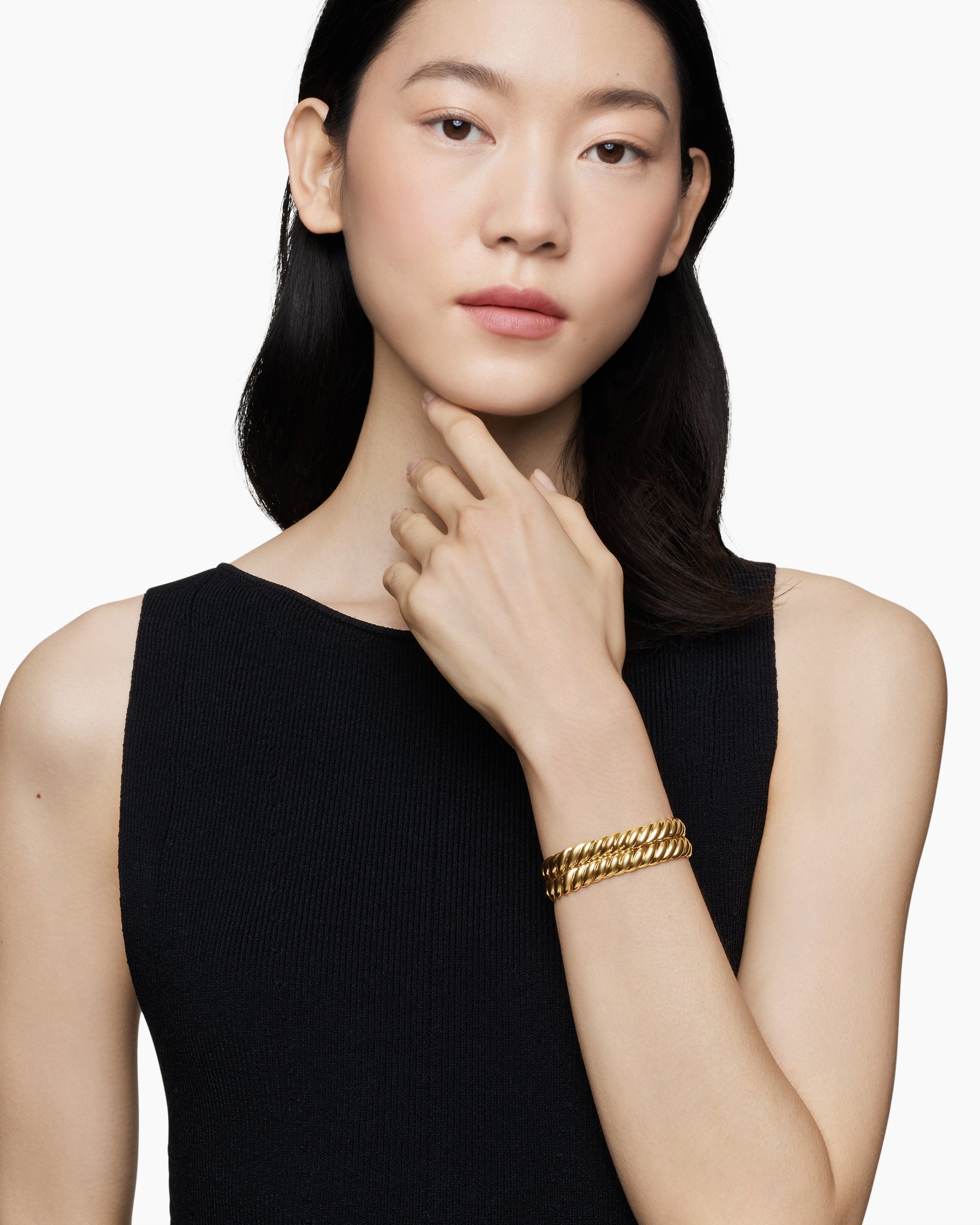Alternative view of Sculpted Cable Double Wrap Bracelet in 18K Yellow Gold, 8.5mm