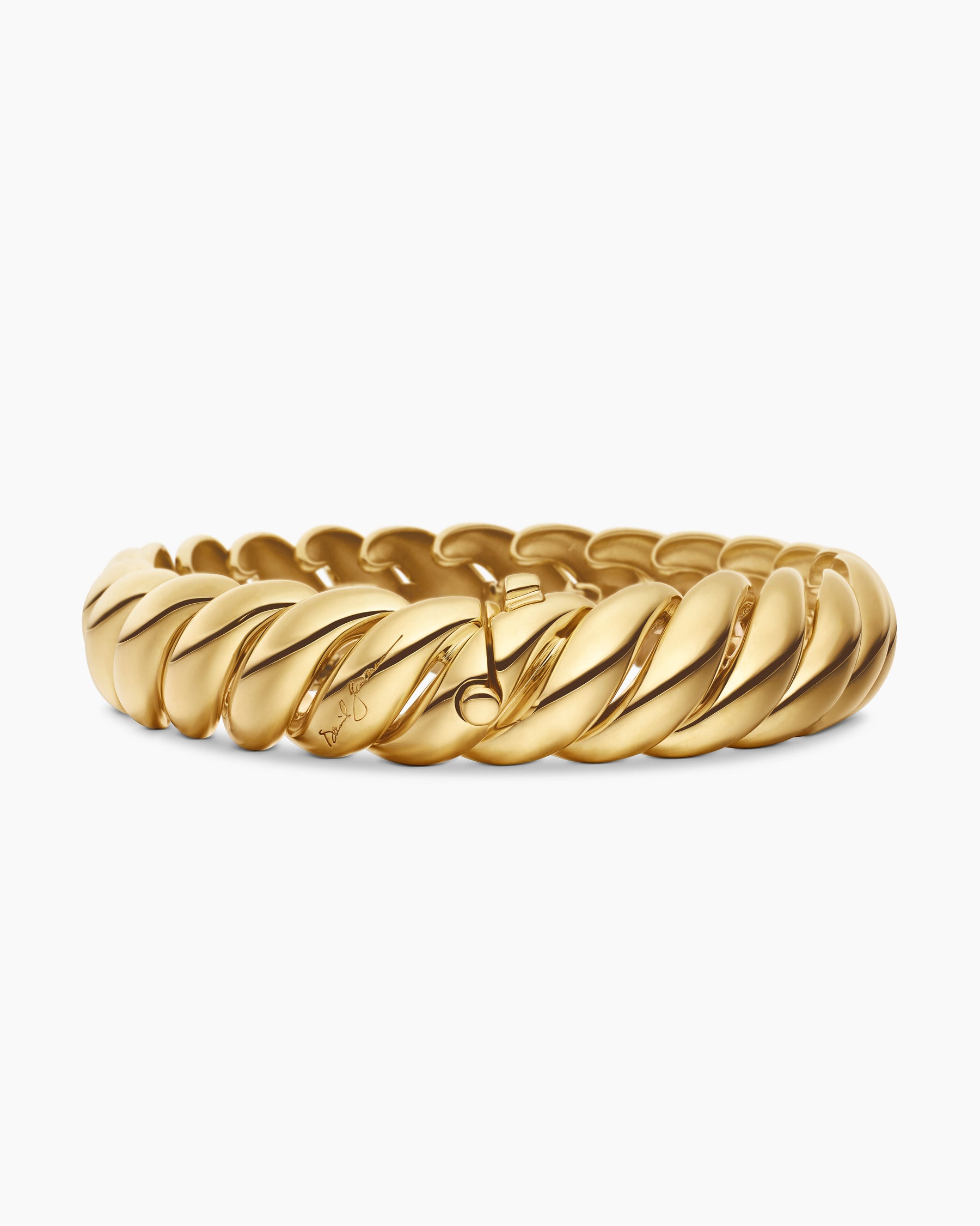 Sculpted Cable Bracelet in 18K Yellow Gold, 14mm - Image 6
