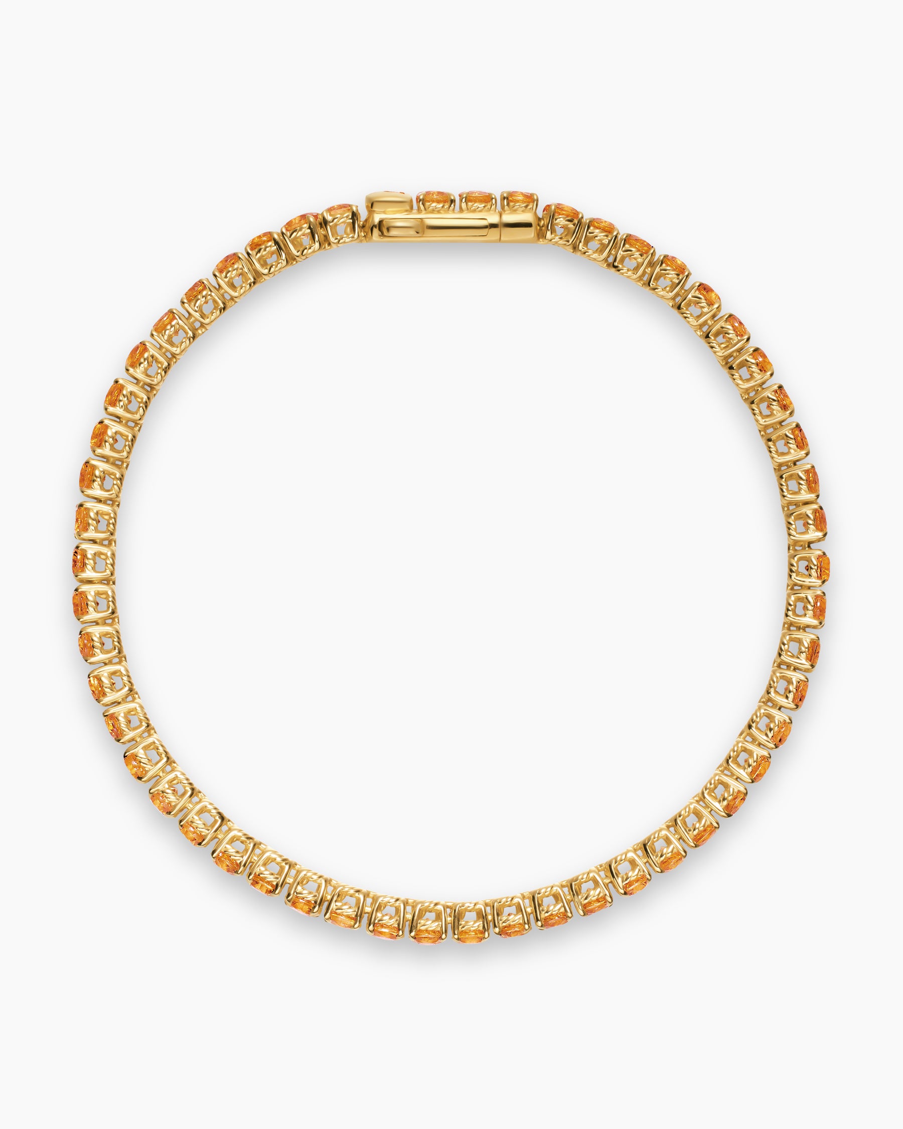 Tennis Bracelet in 18K Yellow Gold with Orange Sapphires, 3mm - Image 3
