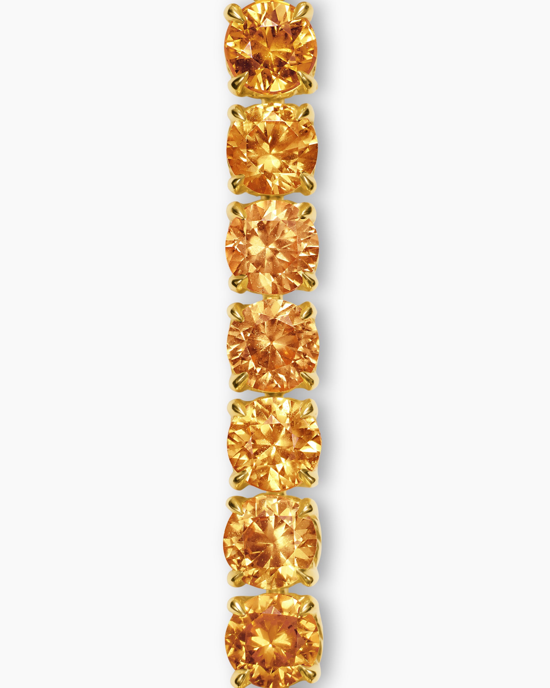 Tennis Bracelet in 18K Yellow Gold with Orange Sapphires, 3mm - Image 4