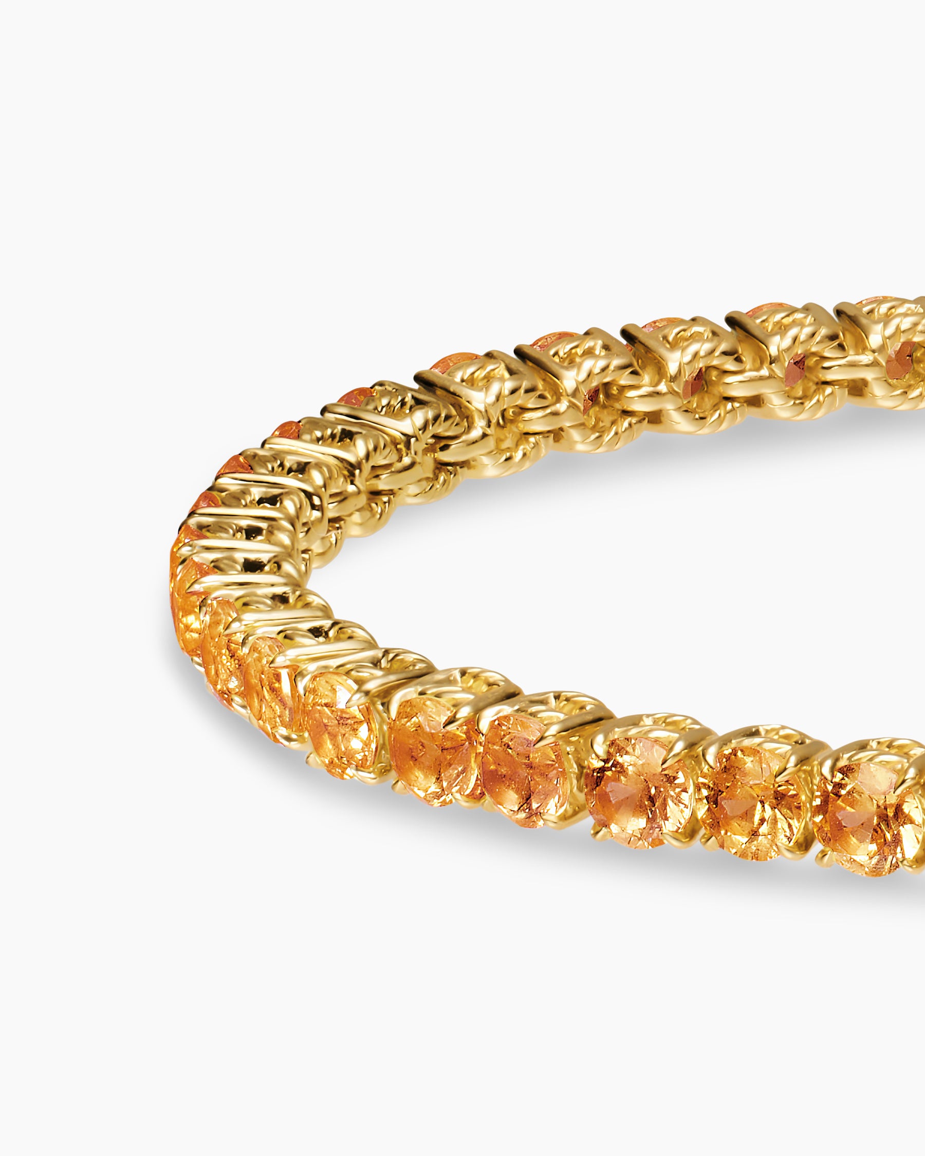 Tennis Bracelet in 18K Yellow Gold with Orange Sapphires, 3mm - Image 5
