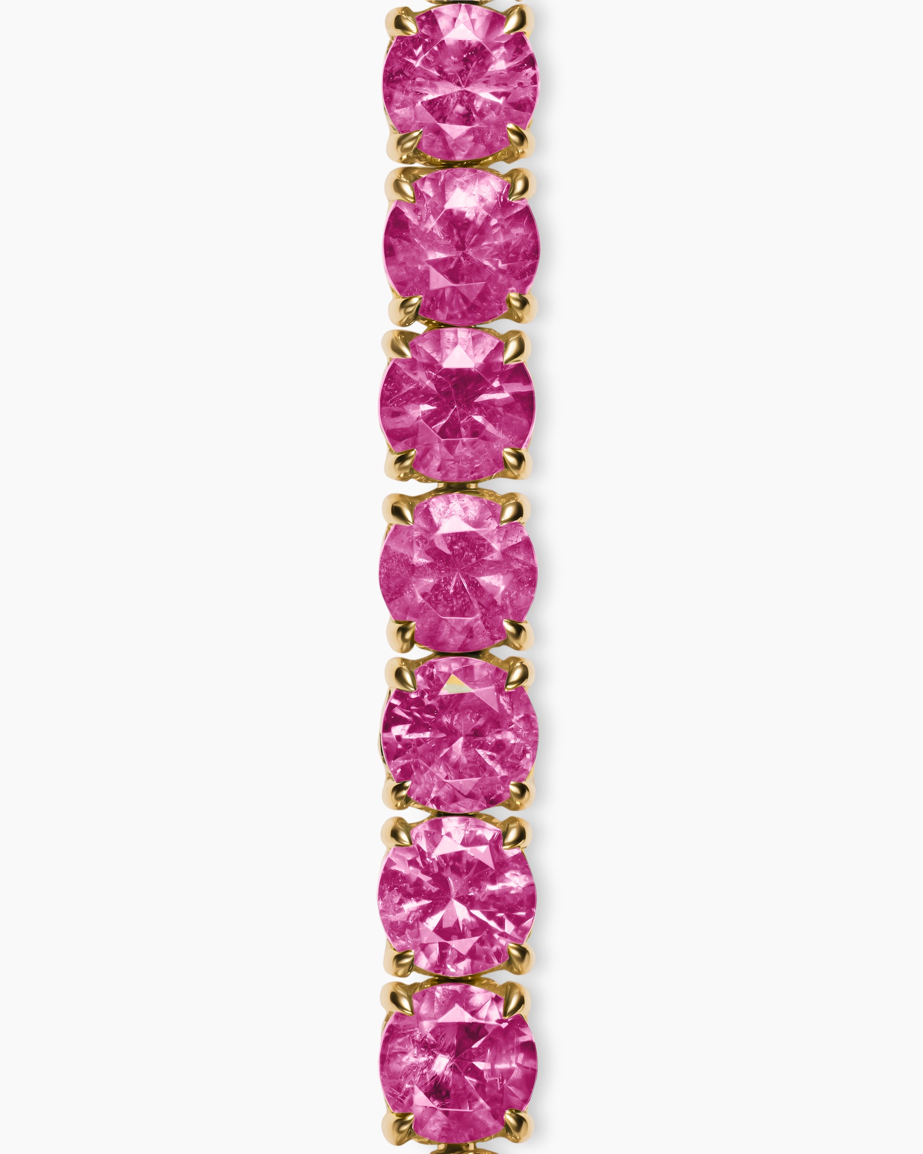 Tennis Bracelet in 18K Yellow Gold with Pink Sapphires, 3mm - Image 4