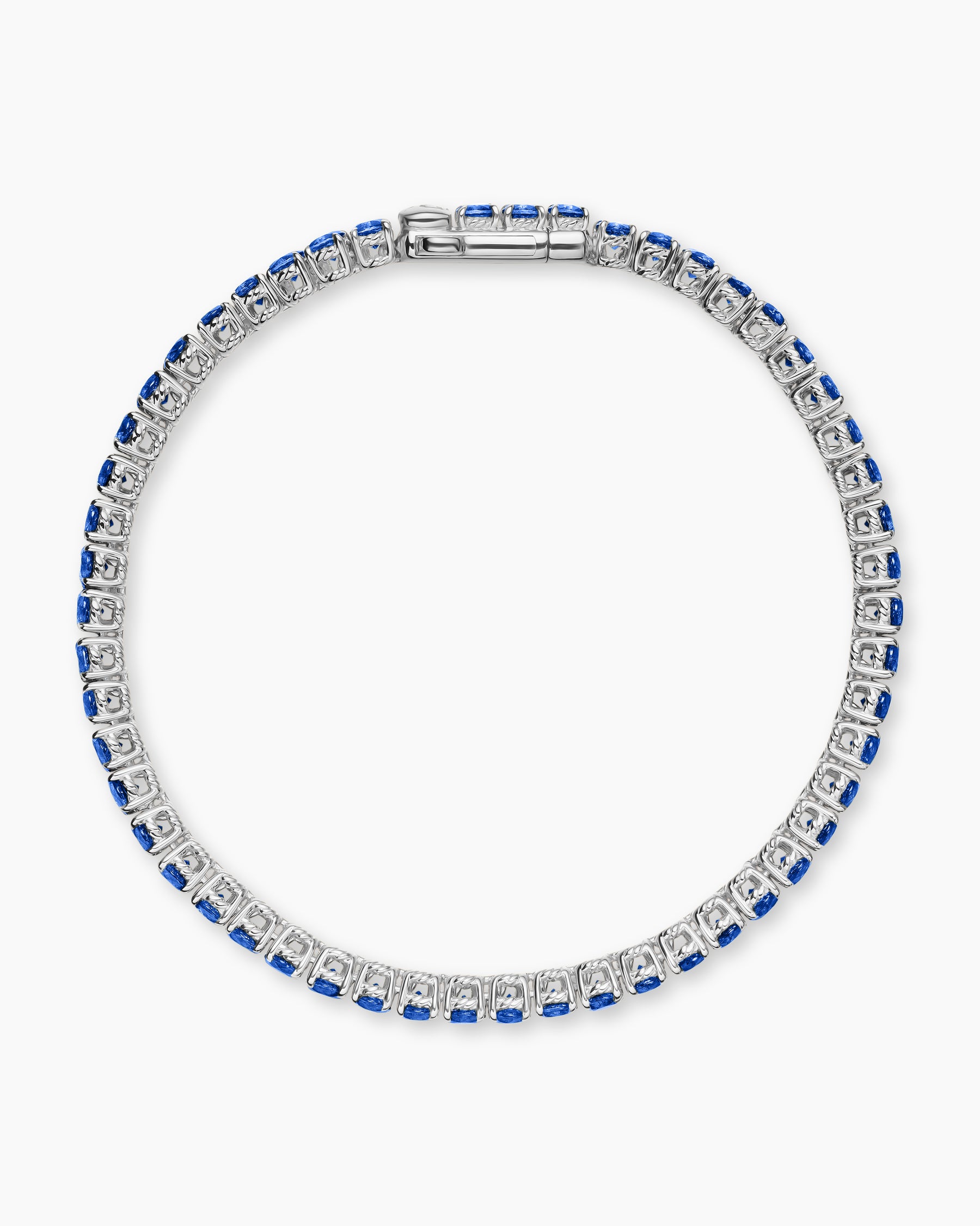 Alternative view of Tennis Bracelet in 18K White Gold with Blue Sapphires, 3mm
