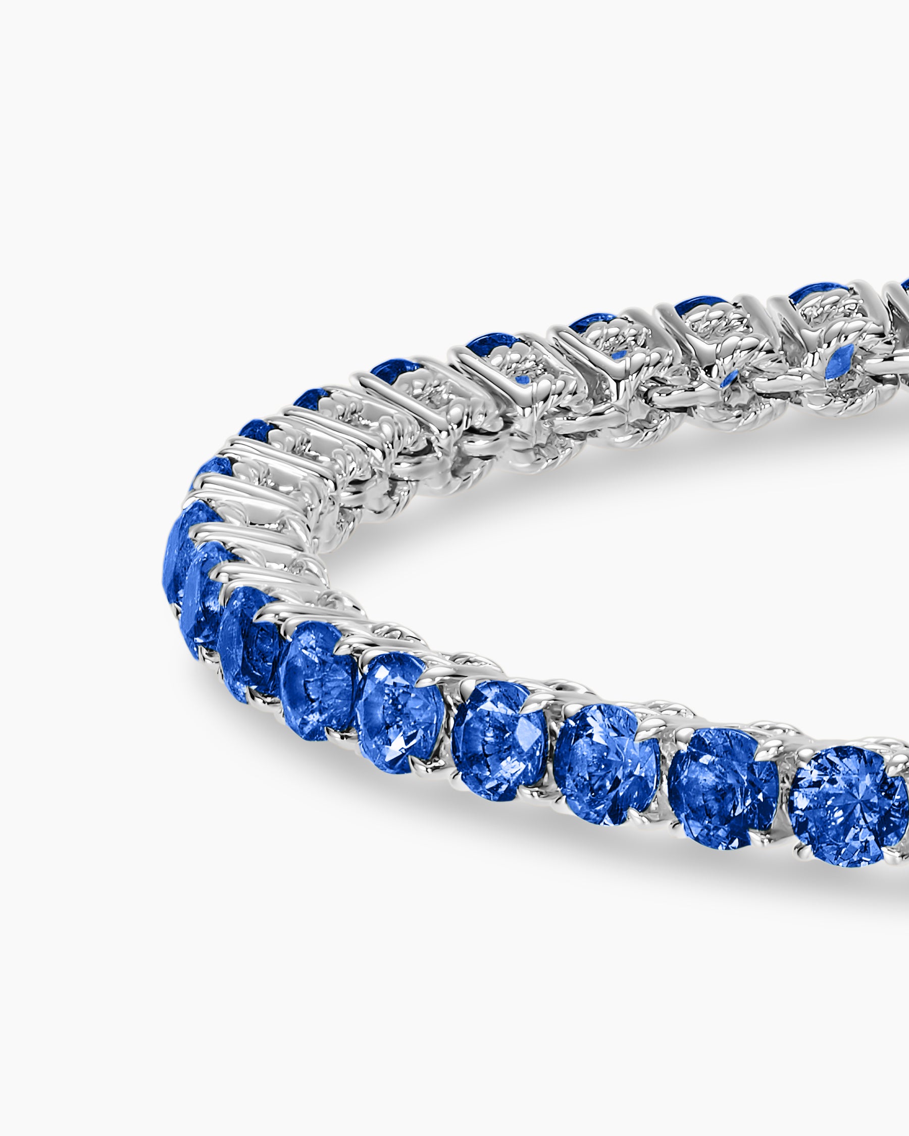 Tennis Bracelet in 18K White Gold with Blue Sapphires, 3mm - Image 4
