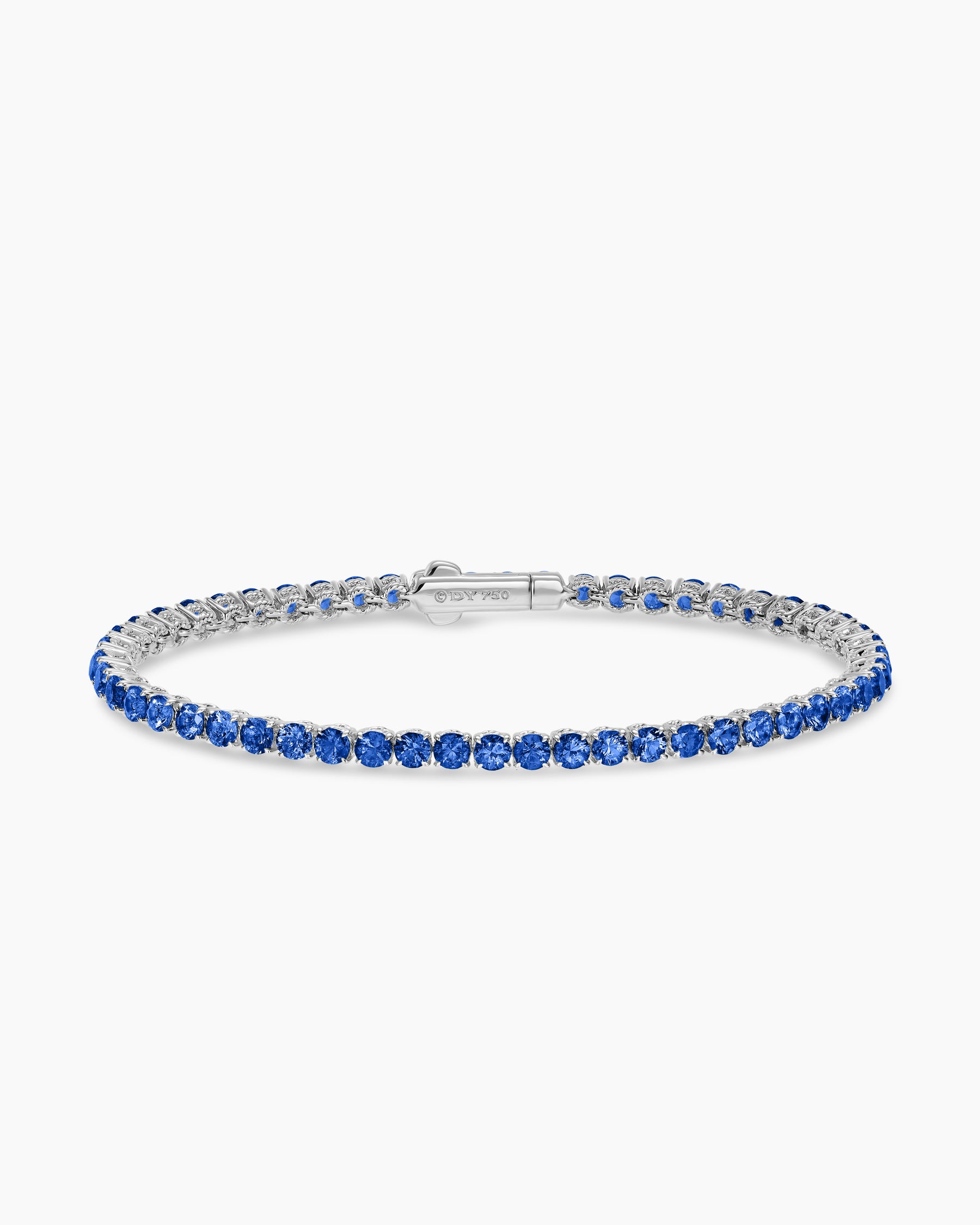 Tennis Bracelet in 18K White Gold with Blue Sapphires, 3mm