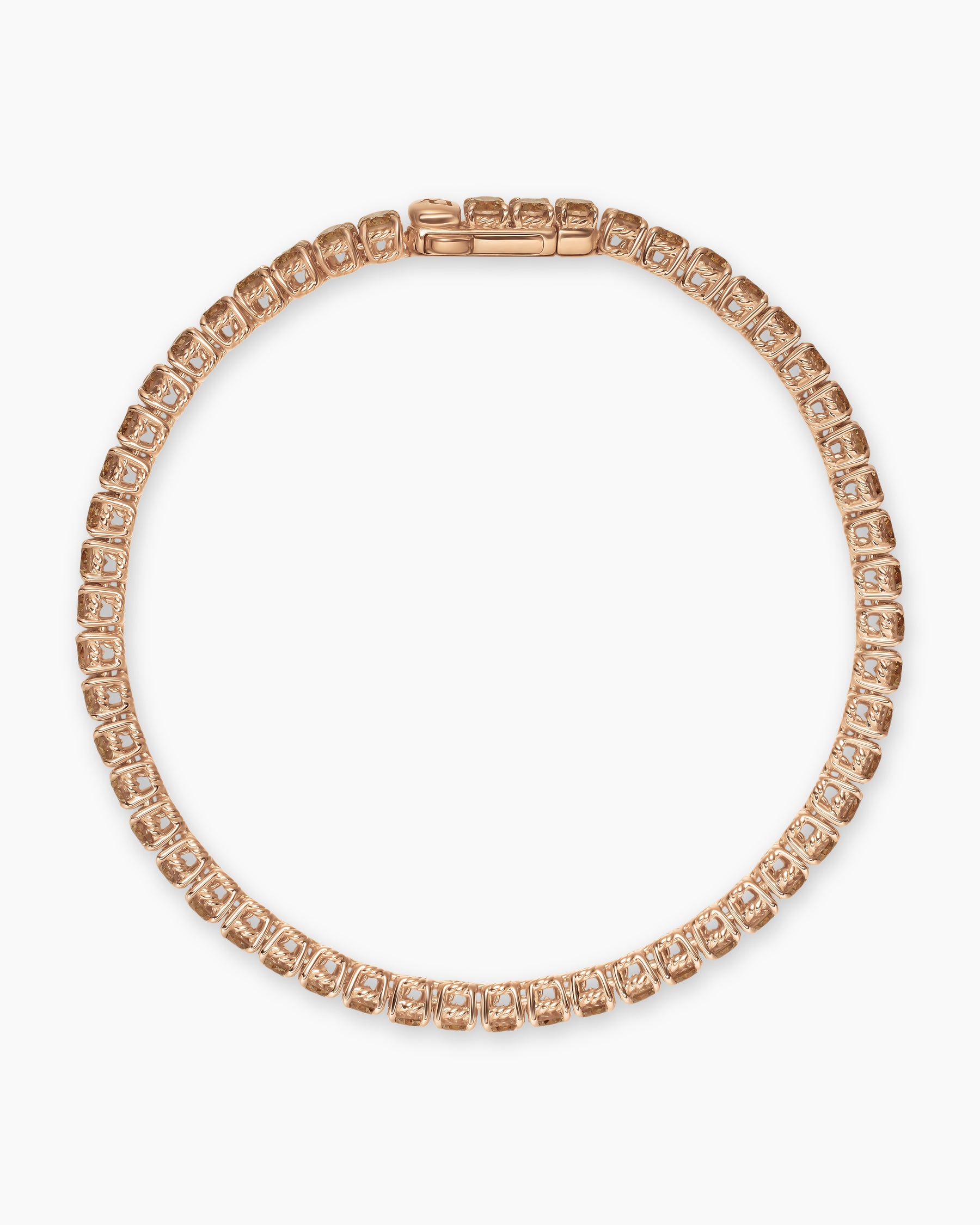 Tennis Bracelet in 18K Rose Gold with Cognac Diamonds, 3mm - Image 3