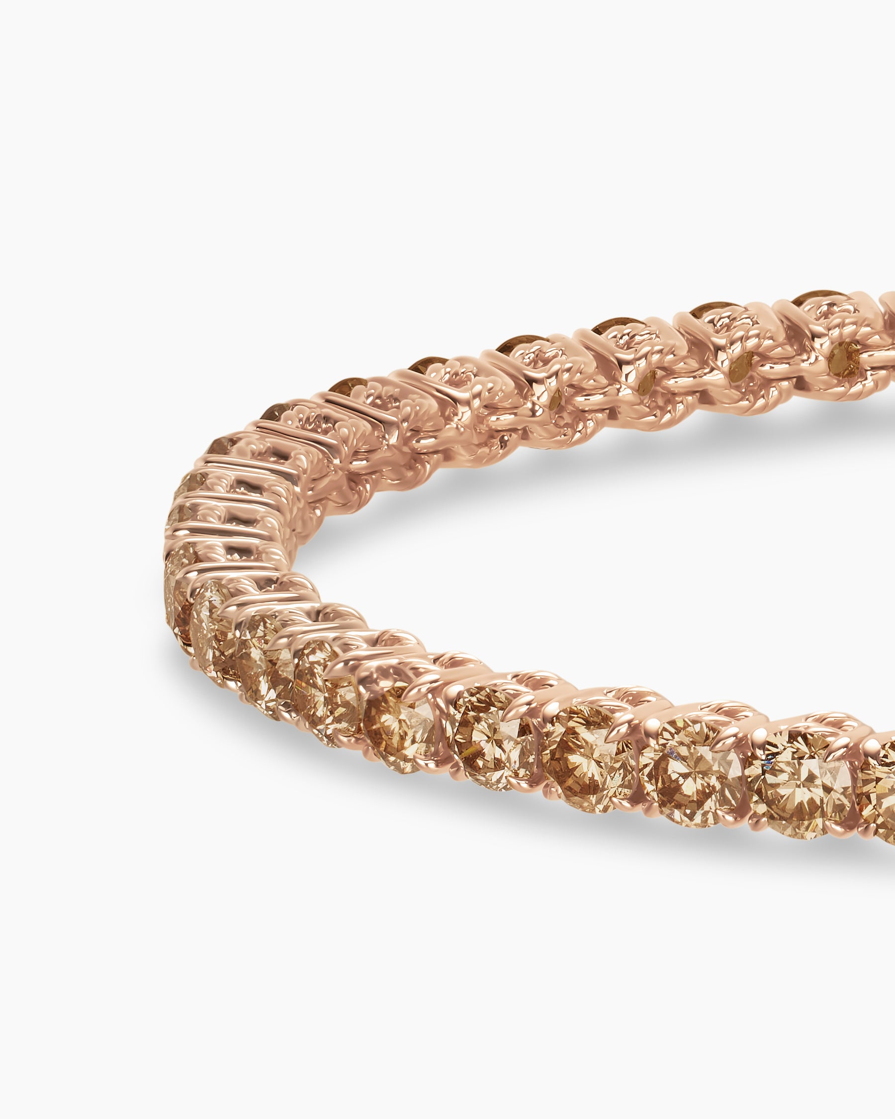 Tennis Bracelet in 18K Rose Gold with Cognac Diamonds, 3mm - Image 5