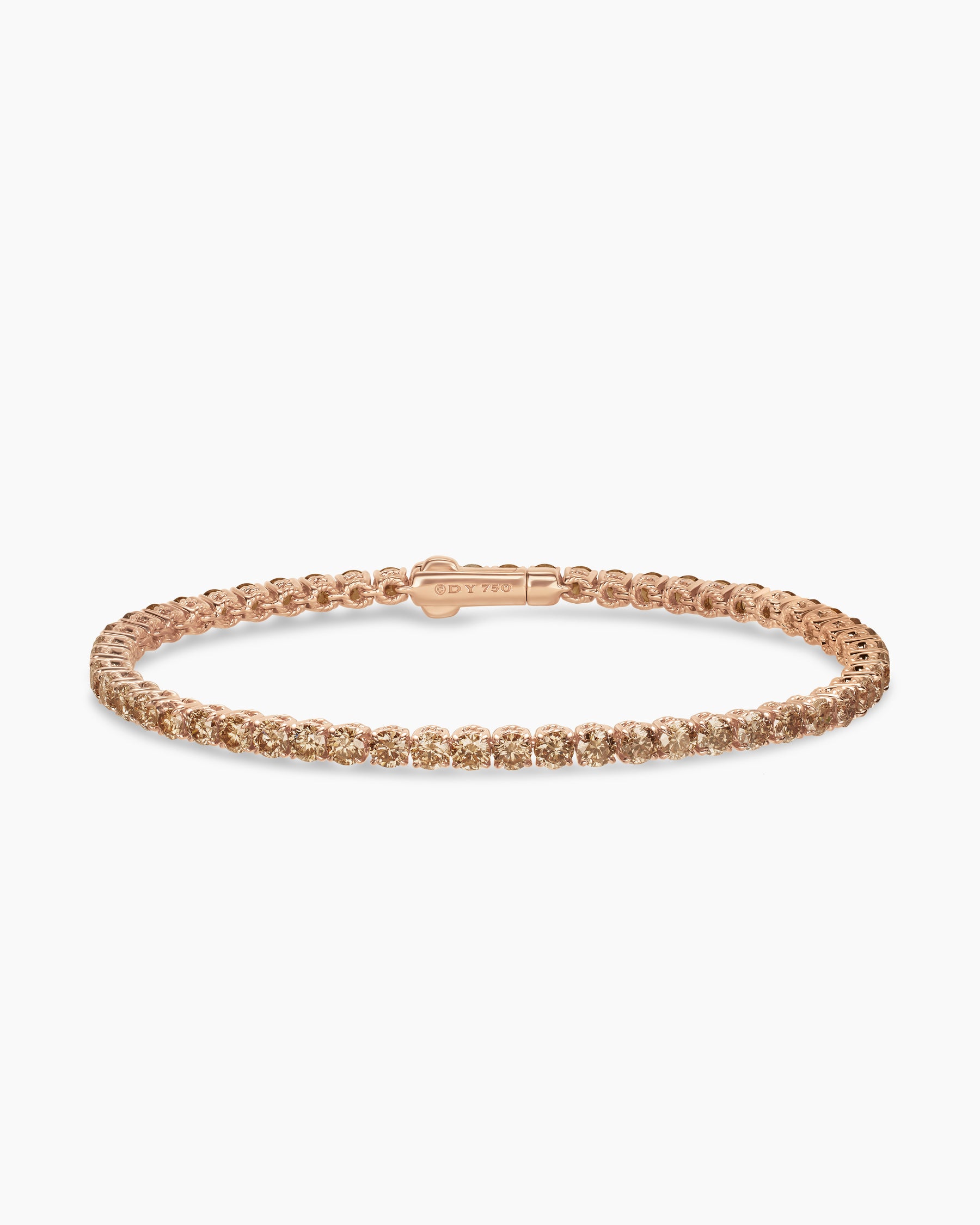 Tennis Bracelet in 18K Rose Gold with Cognac Diamonds, 3mm