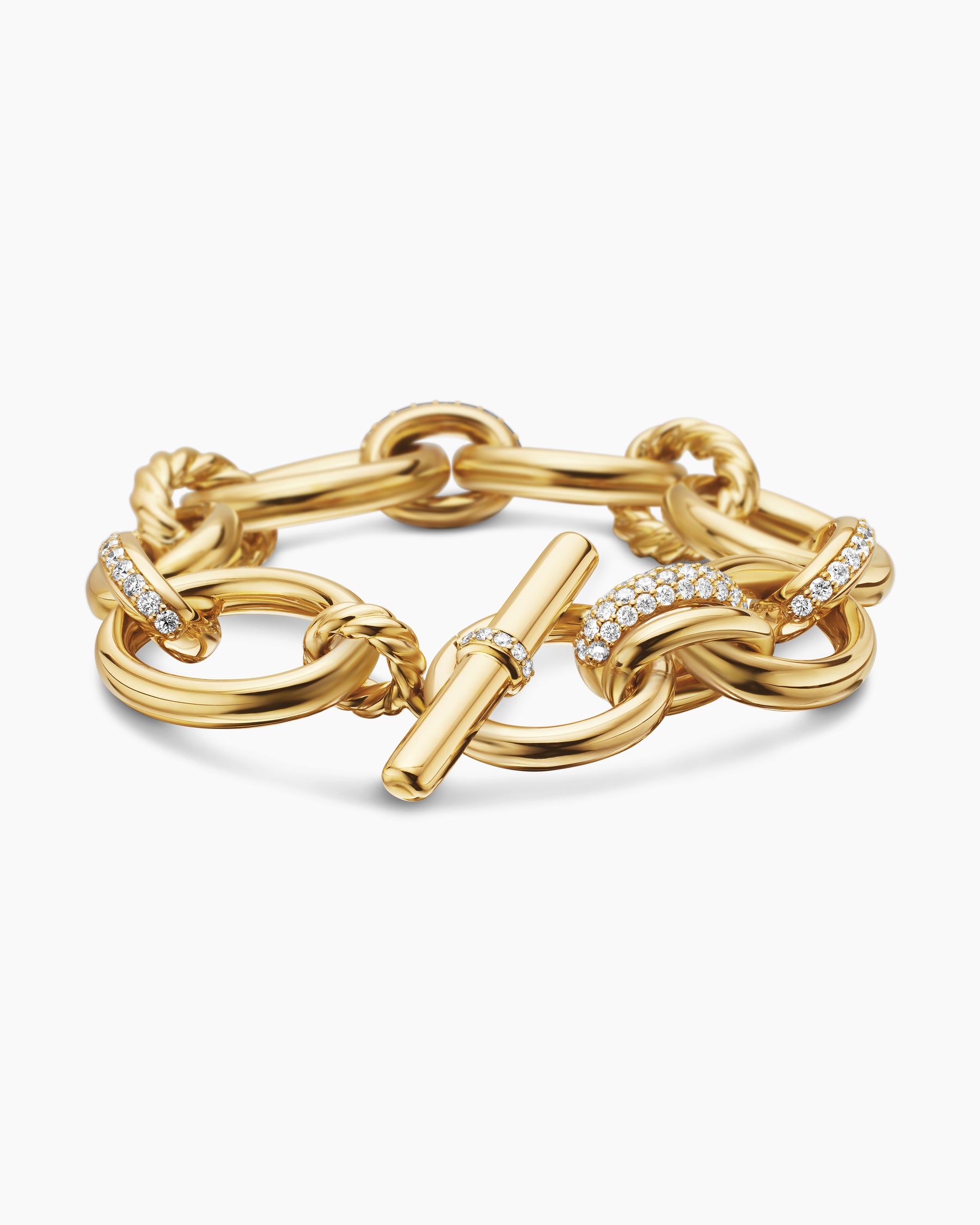 DY Mercer Chain Bracelet in 18K Yellow Gold with Diamonds, 20mm