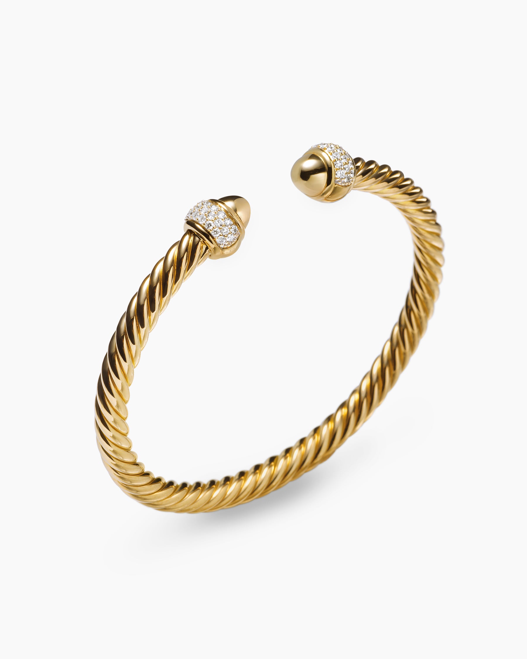 Cable Bracelet in 18K Yellow Gold with Diamonds, 5mm - Image 3