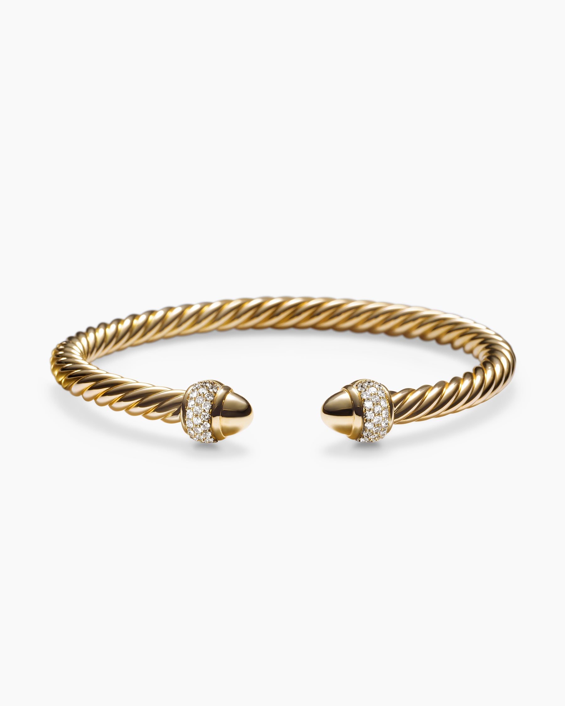 Cable Bracelet in 18K Yellow Gold with Diamonds, 5mm - Image 4