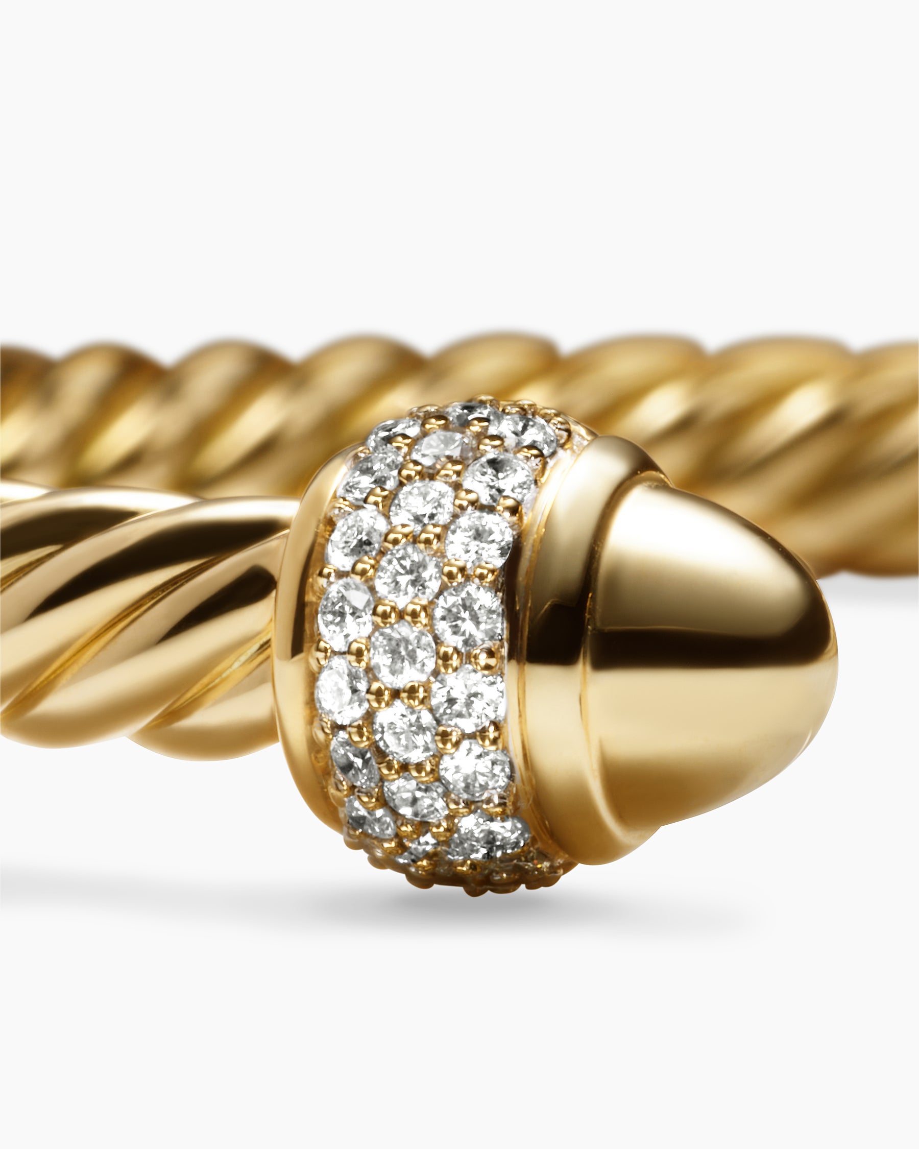 Cable Bracelet in 18K Yellow Gold with Diamonds, 5mm - Image 6