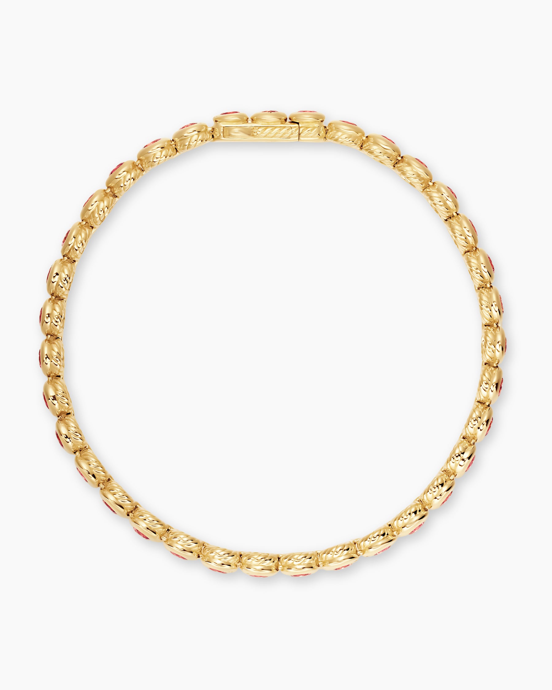 Bezel Set Tennis Bracelet in 18K Yellow Gold with Pink Tourmalines, 4.7mm - Image 3