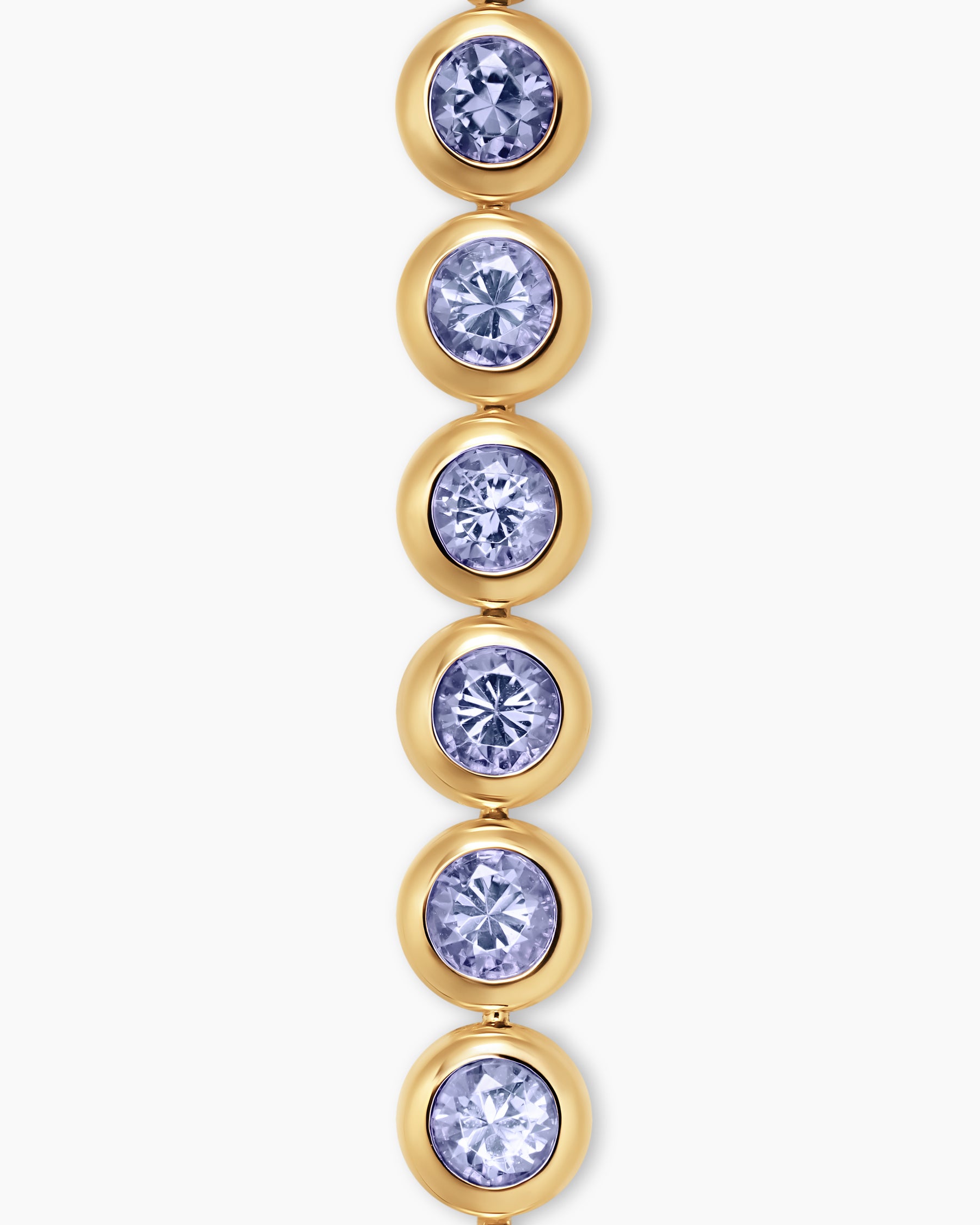 Bezel Set Tennis Bracelet in 18K Yellow Gold with Tanzanite, 4.7mm - Image 4