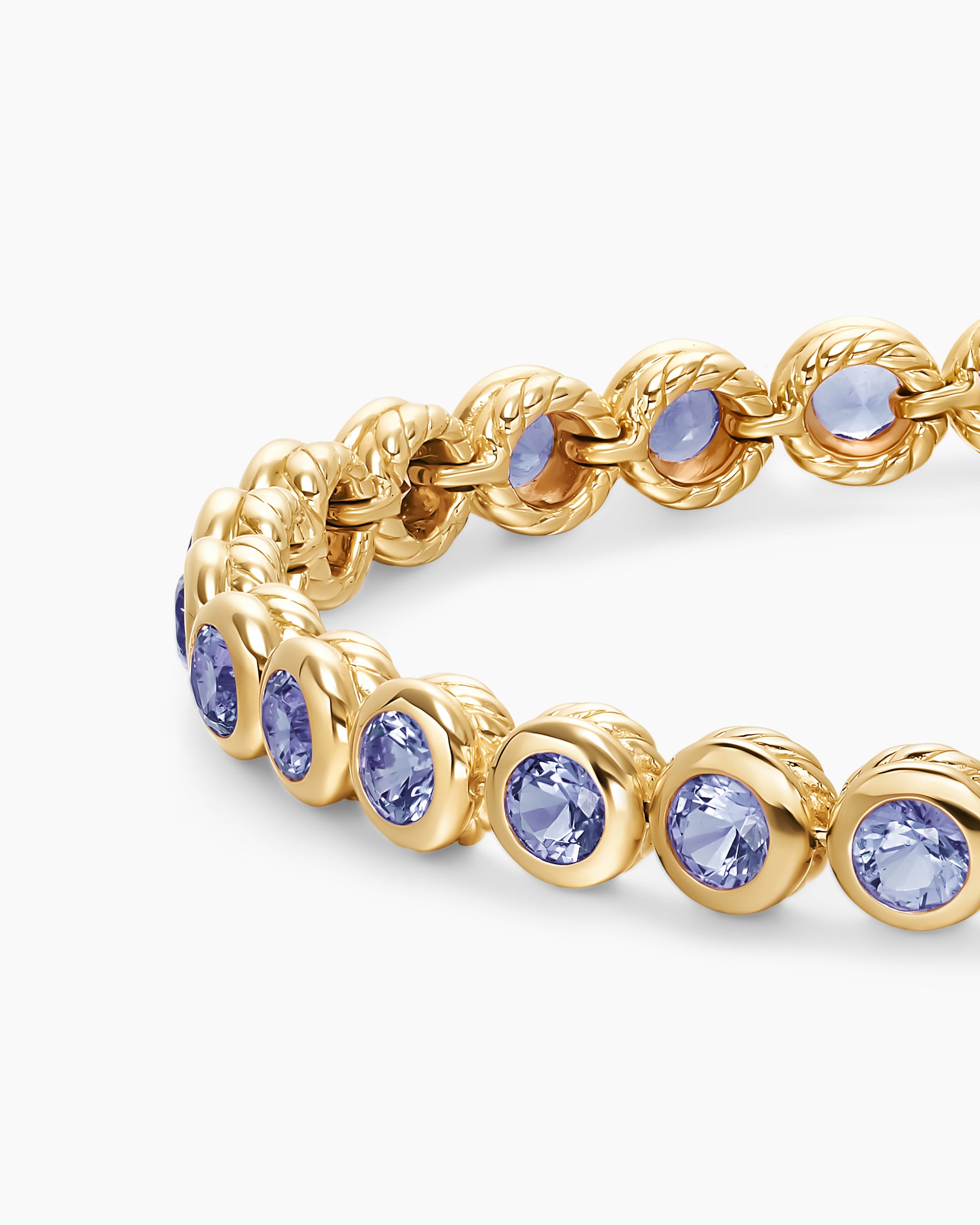 Bezel Set Tennis Bracelet in 18K Yellow Gold with Tanzanite, 4.7mm - Image 5