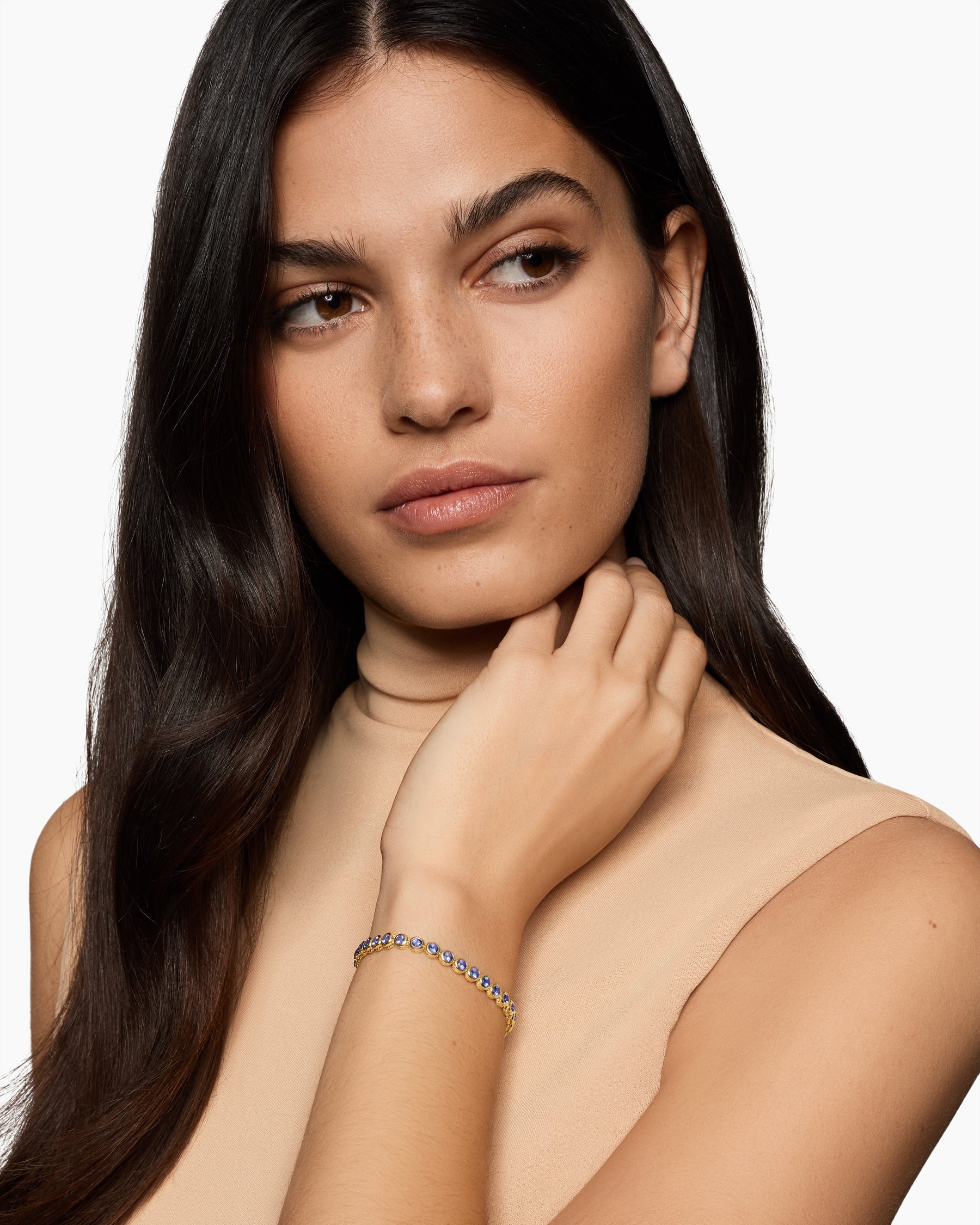 Alternative view of Bezel Set Tennis Bracelet in 18K Yellow Gold with Tanzanite, 4.7mm