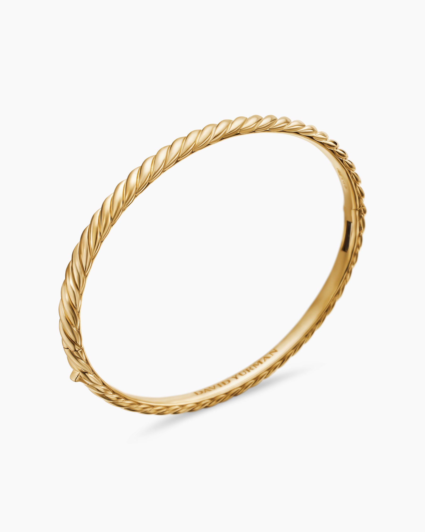 Sculpted Cable Bangle Bracelet in 18K Yellow Gold, 4.6mm - Image 3