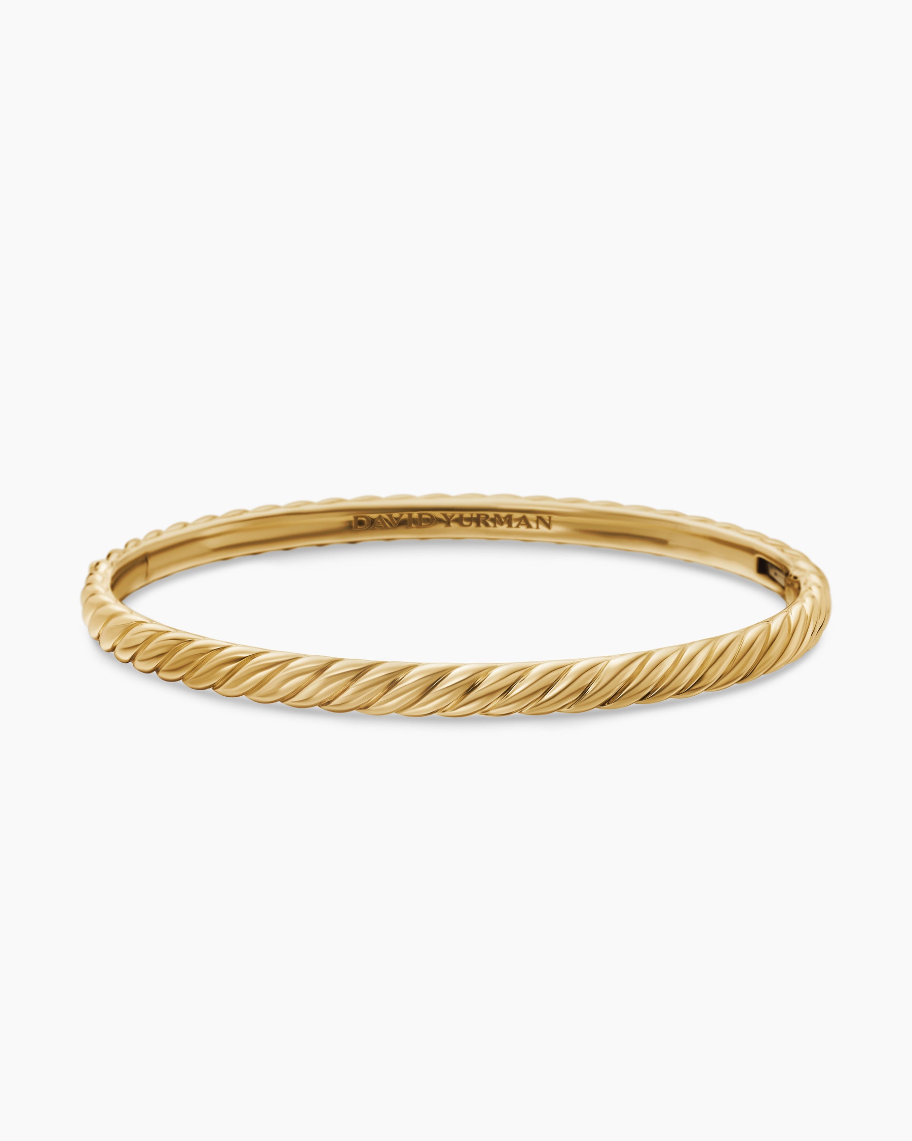 Sculpted Cable Bangle Bracelet in 18K Yellow Gold, 4.6mm - Image 4