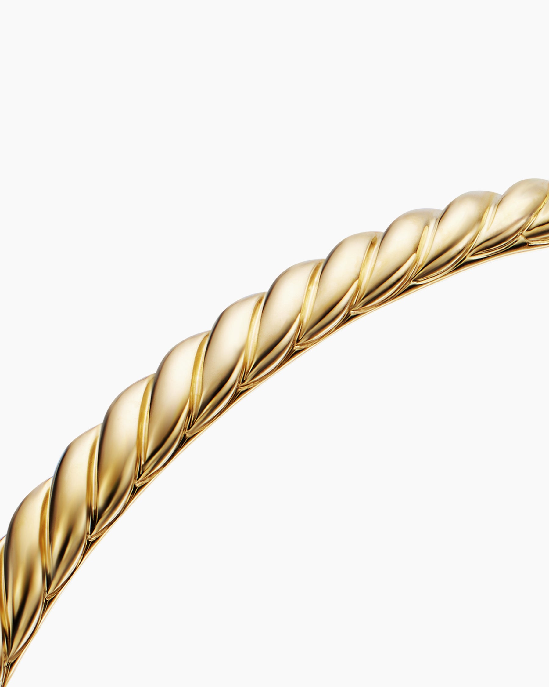Sculpted Cable Bangle Bracelet in 18K Yellow Gold, 4.6mm - Image 5