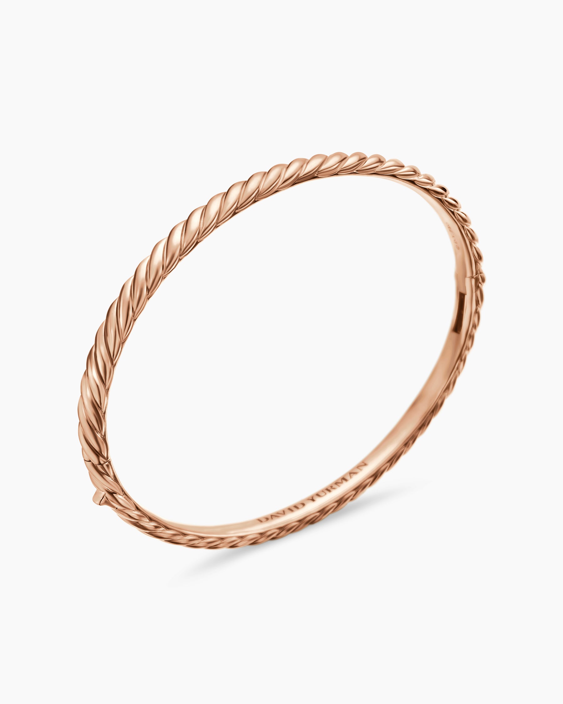 Sculpted Cable Bangle Bracelet in 18K Rose Gold, 4.6mm - Image 3
