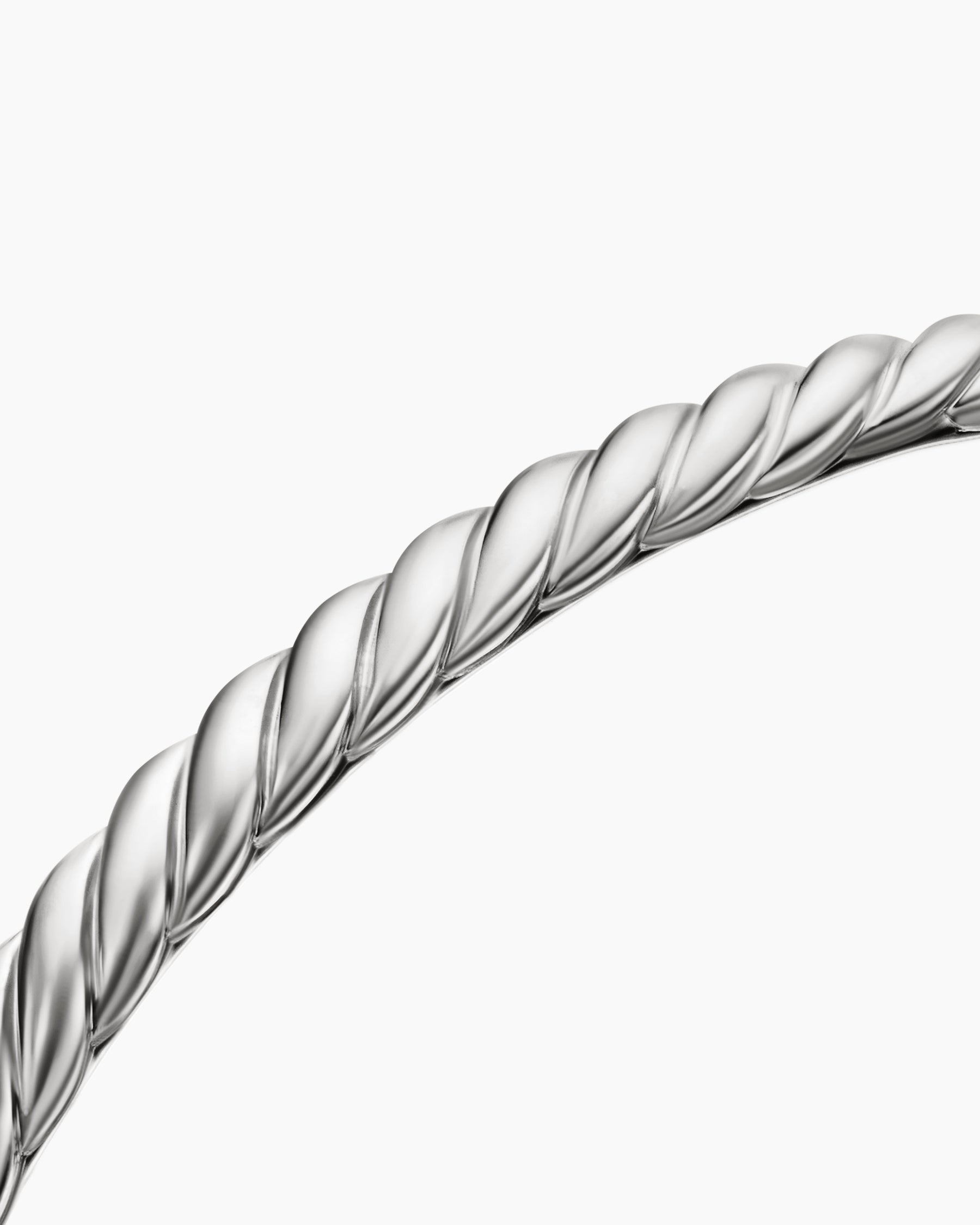 Sculpted Cable Bangle Bracelet in 18K White Gold, 4.6mm - Image 5