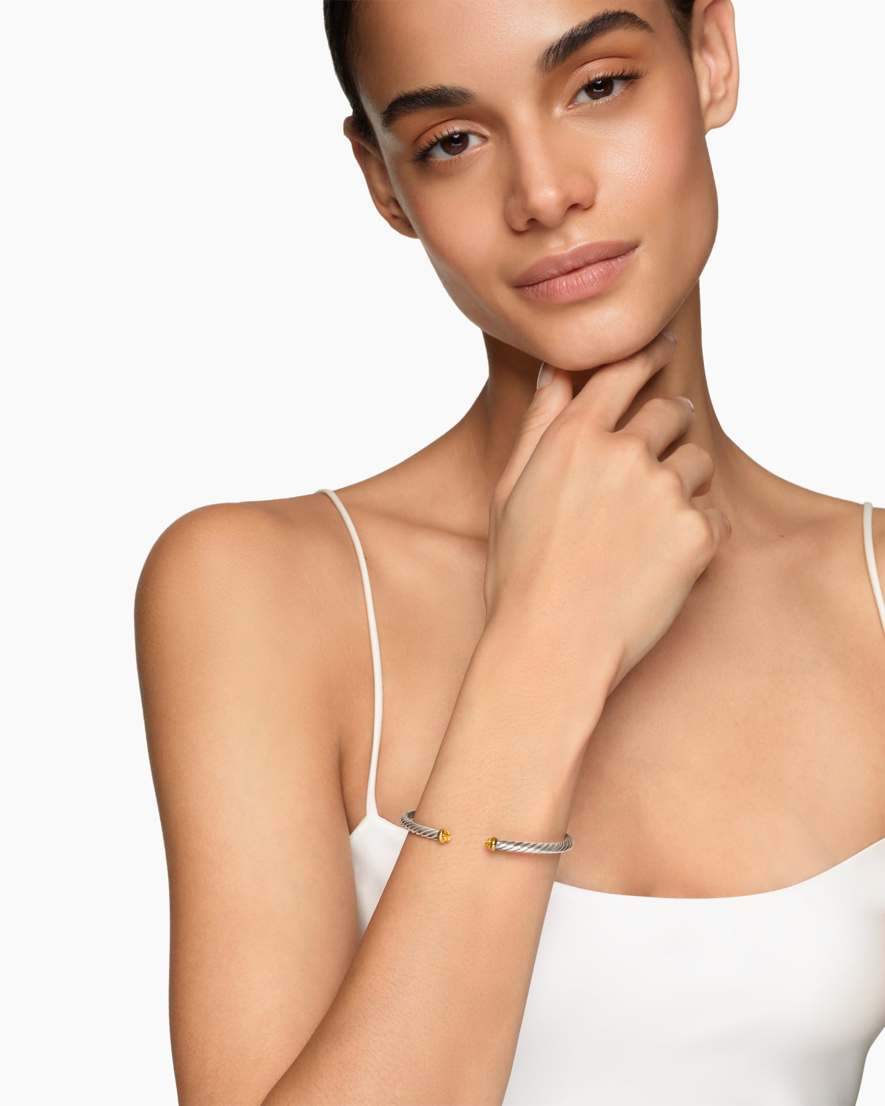 Alternative view of Cable Flex Bracelet in Sterling Silver with 14K Yellow Gold and Citrine, 4mm