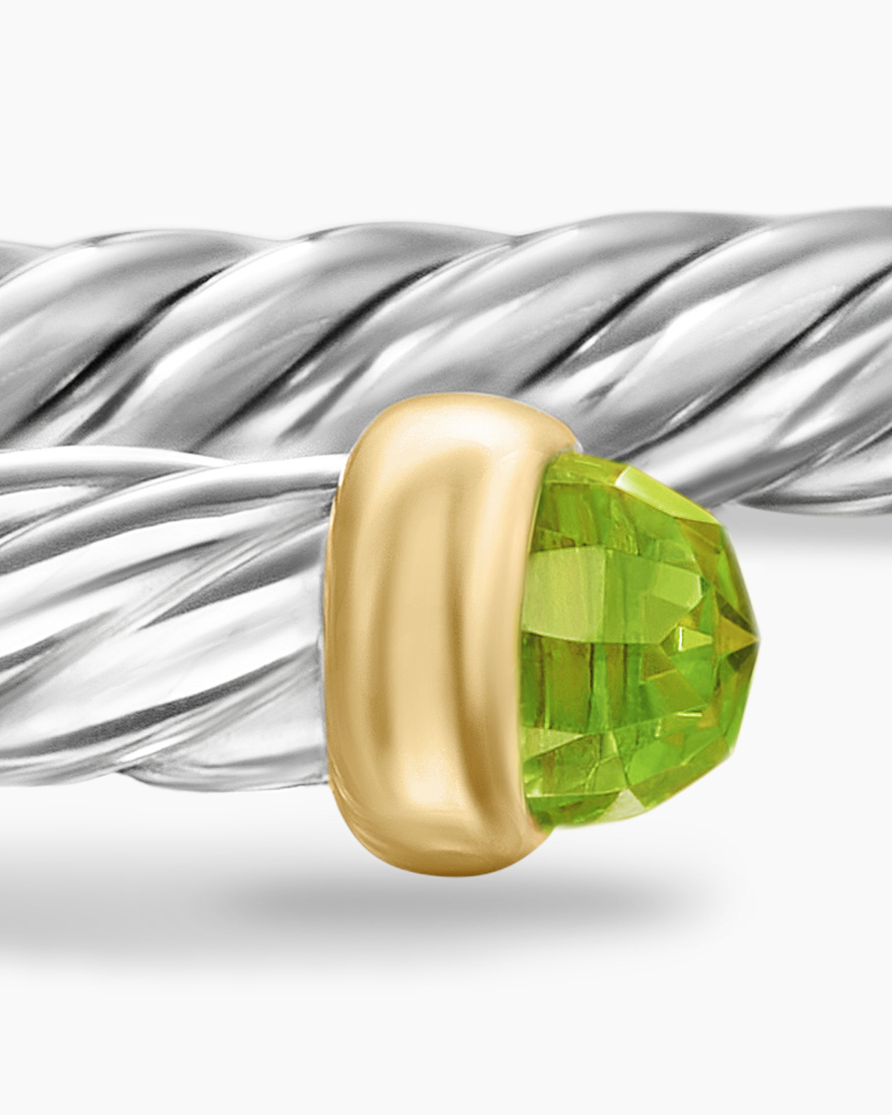 Cable Flex Bracelet in Sterling Silver with 14K Yellow Gold and Peridot, 4mm - Image 6