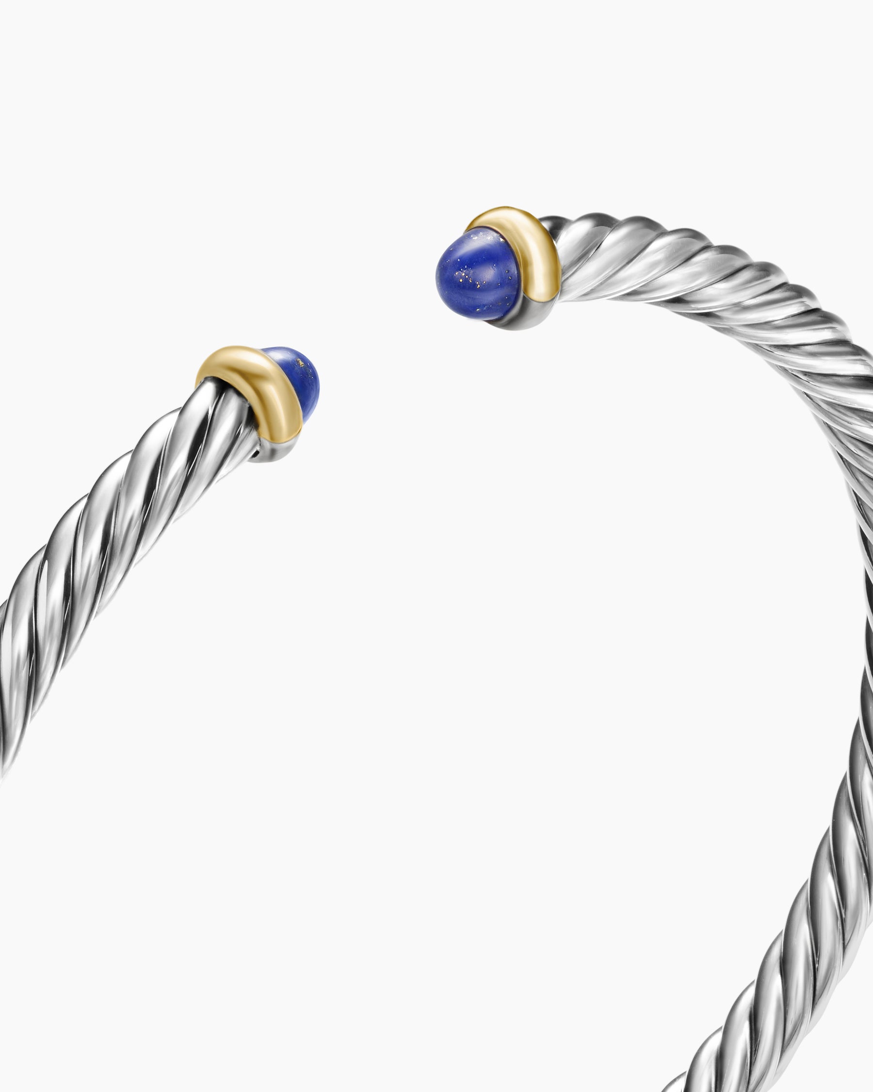 Cable Flex Bracelet in Sterling Silver with 14K Yellow Gold and Lapis Lazuli, 4mm - Image 5