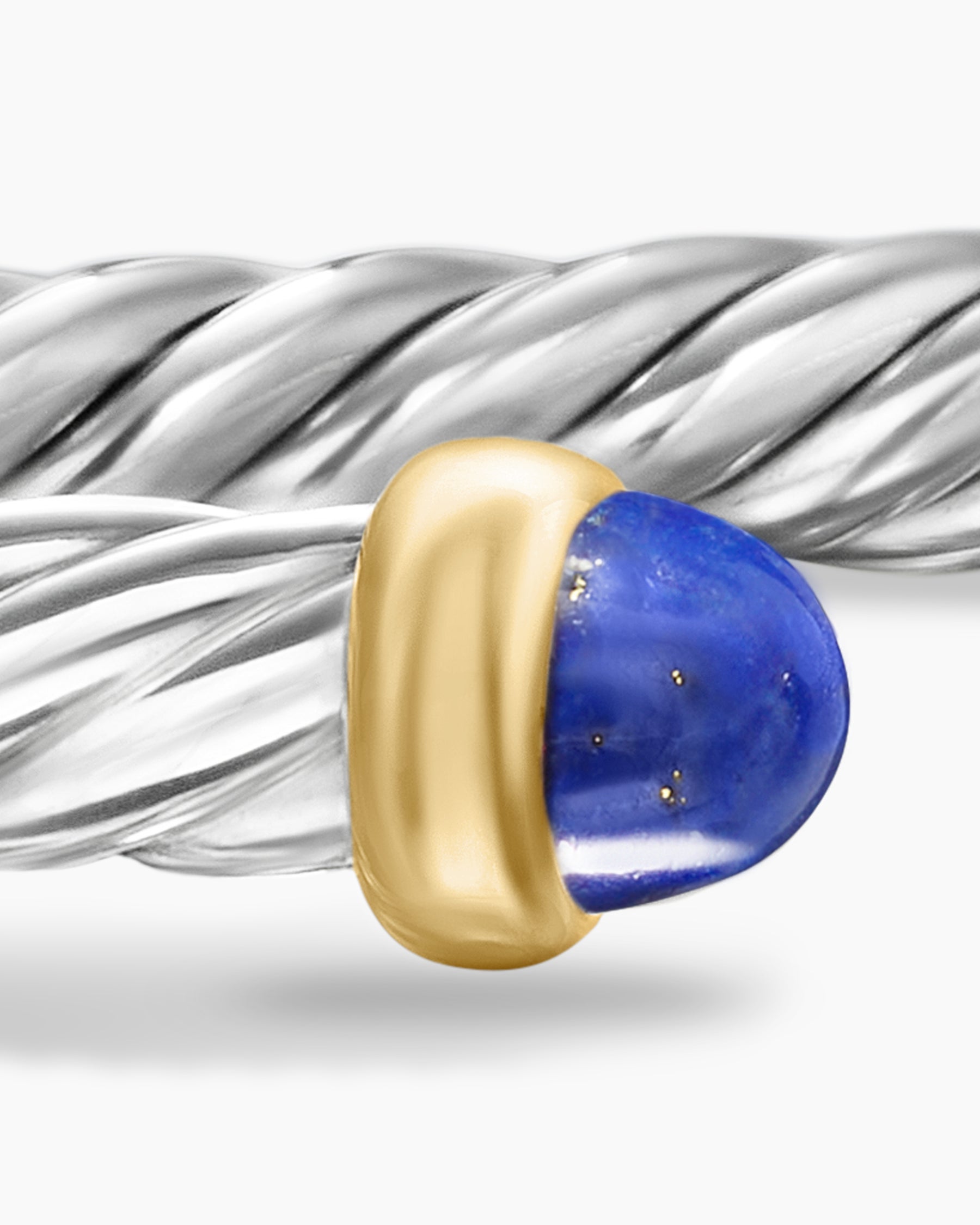 Cable Flex Bracelet in Sterling Silver with 14K Yellow Gold and Lapis Lazuli, 4mm - Image 6