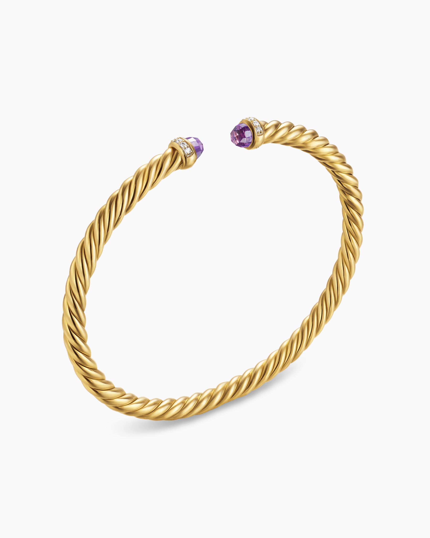 Alternative view of Cablespira Flex Bracelet in 18K Yellow Gold with Amethyst and Diamonds, 4mm