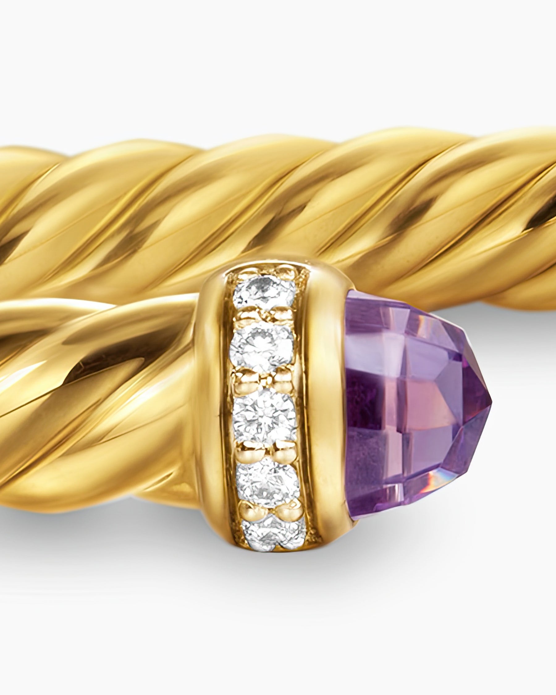 Cablespira Flex Bracelet in 18K Yellow Gold with Amethyst and Diamonds, 4mm - Image 5