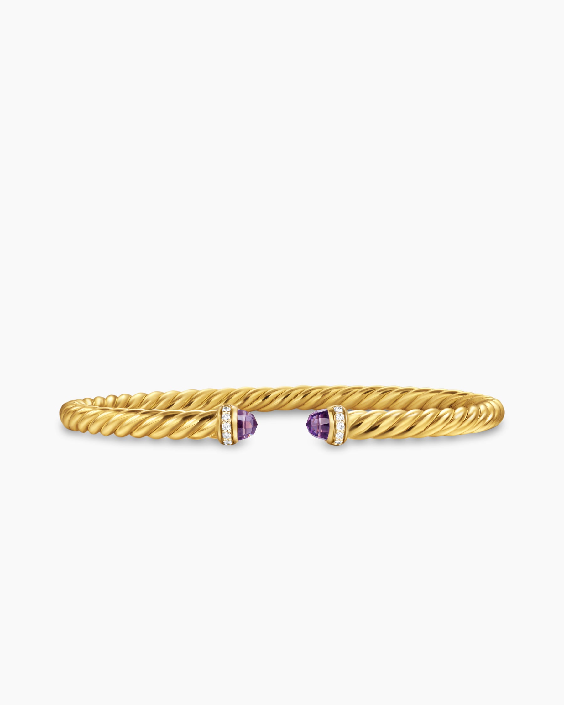 Cablespira Flex Bracelet in 18K Yellow Gold with Amethyst and Diamonds, 4mm