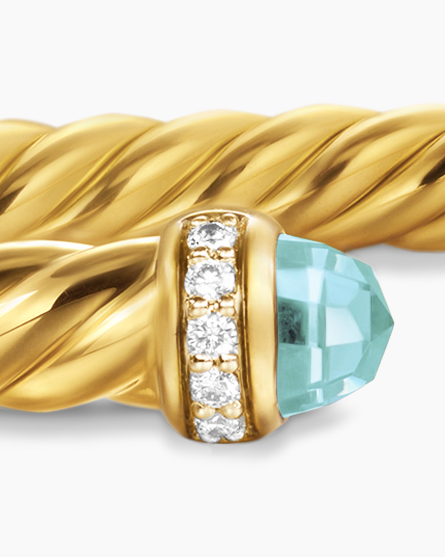 Cablespira Flex Bracelet in 18K Yellow Gold with Aquamarine and Diamonds, 4mm - Image 6