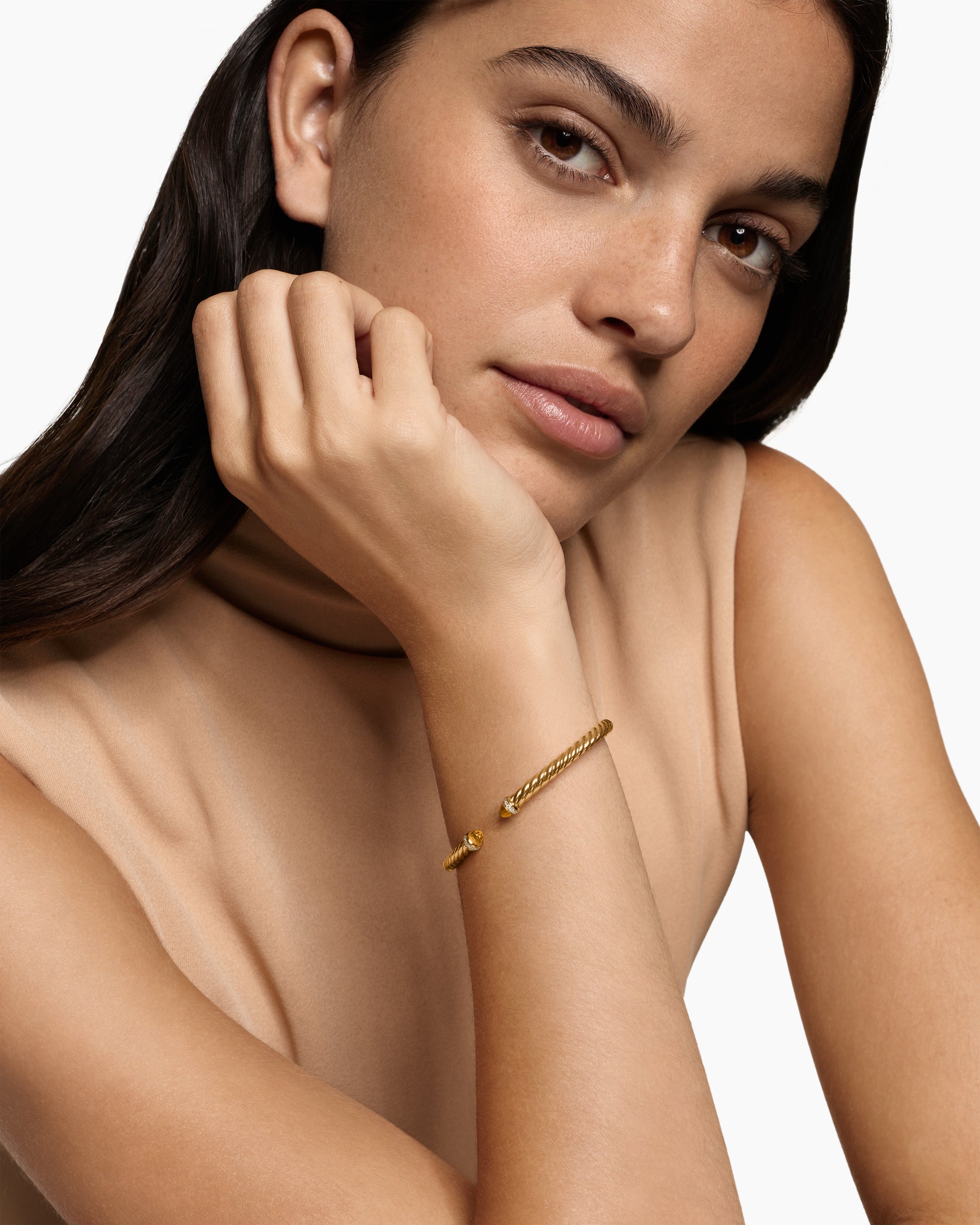 Alternative view of Cablespira Flex Bracelet in 18K Yellow Gold with Citrine and Diamonds, 4mm