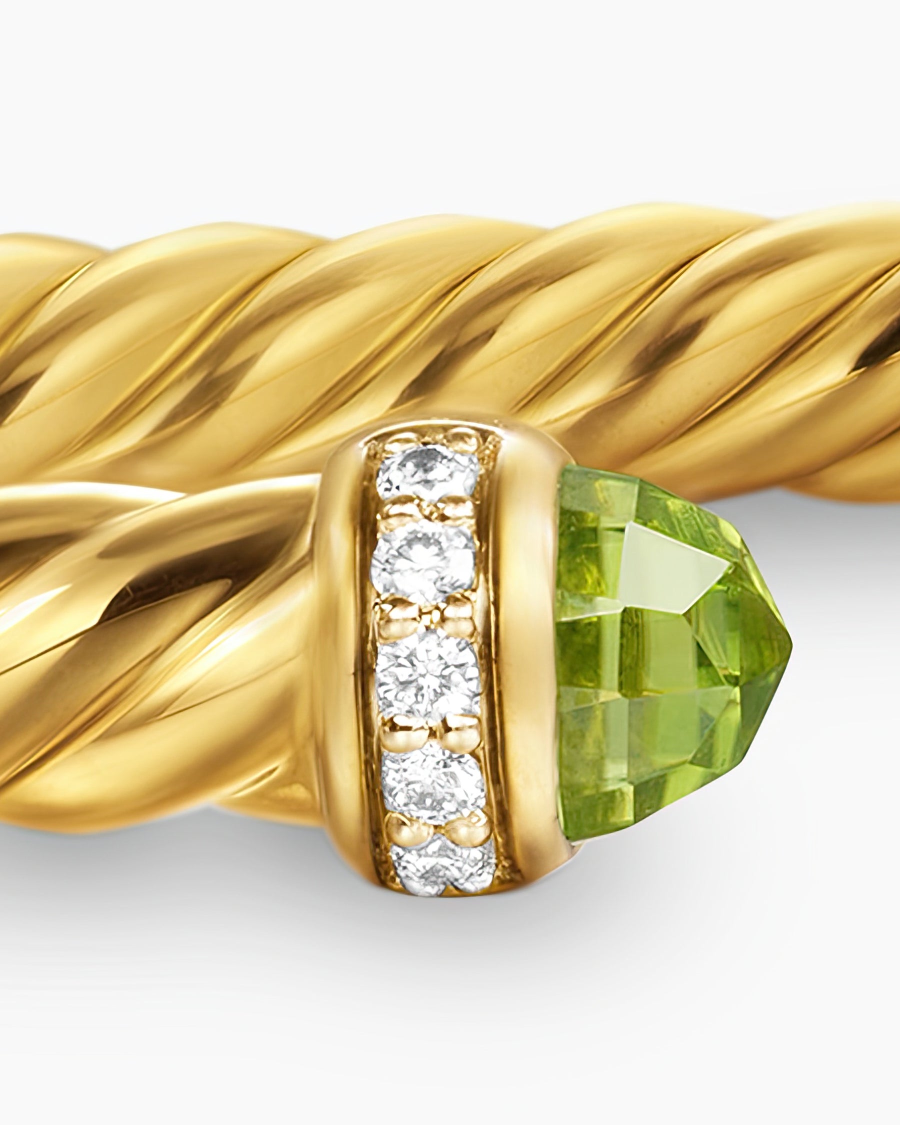 Cablespira Flex Bracelet in 18K Yellow Gold with Peridot and Diamonds, 4mm - Image 5
