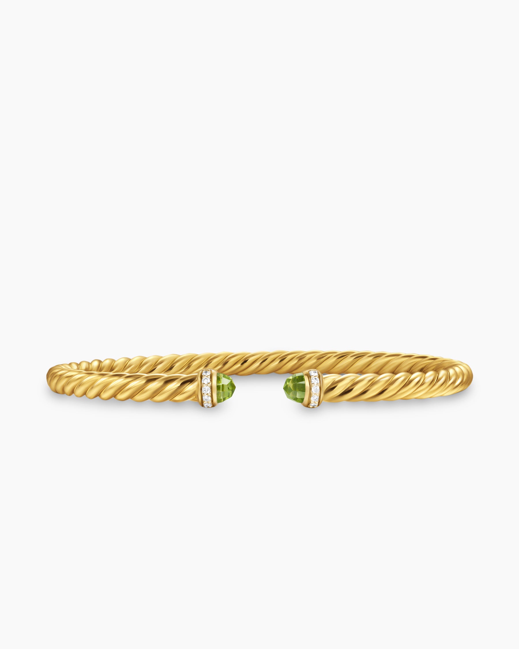 Cablespira Flex Bracelet in 18K Yellow Gold with Peridot and Diamonds, 4mm