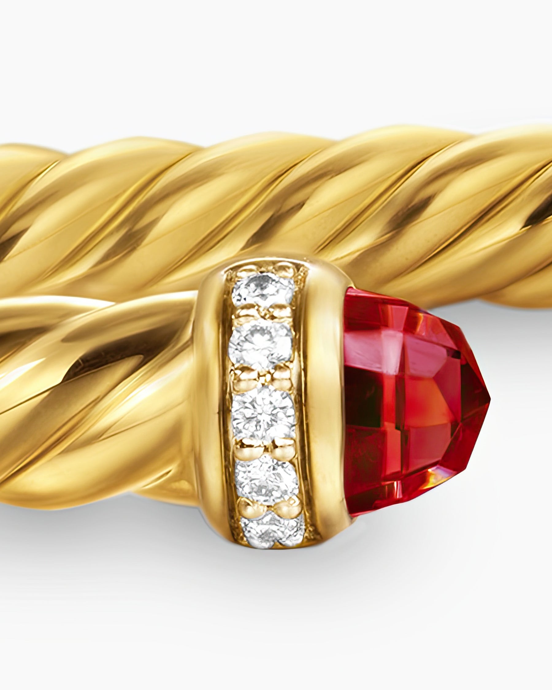 Cablespira Flex Bracelet in 18K Yellow Gold with Rhodolite Garnet and Diamonds, 4mm - Image 5