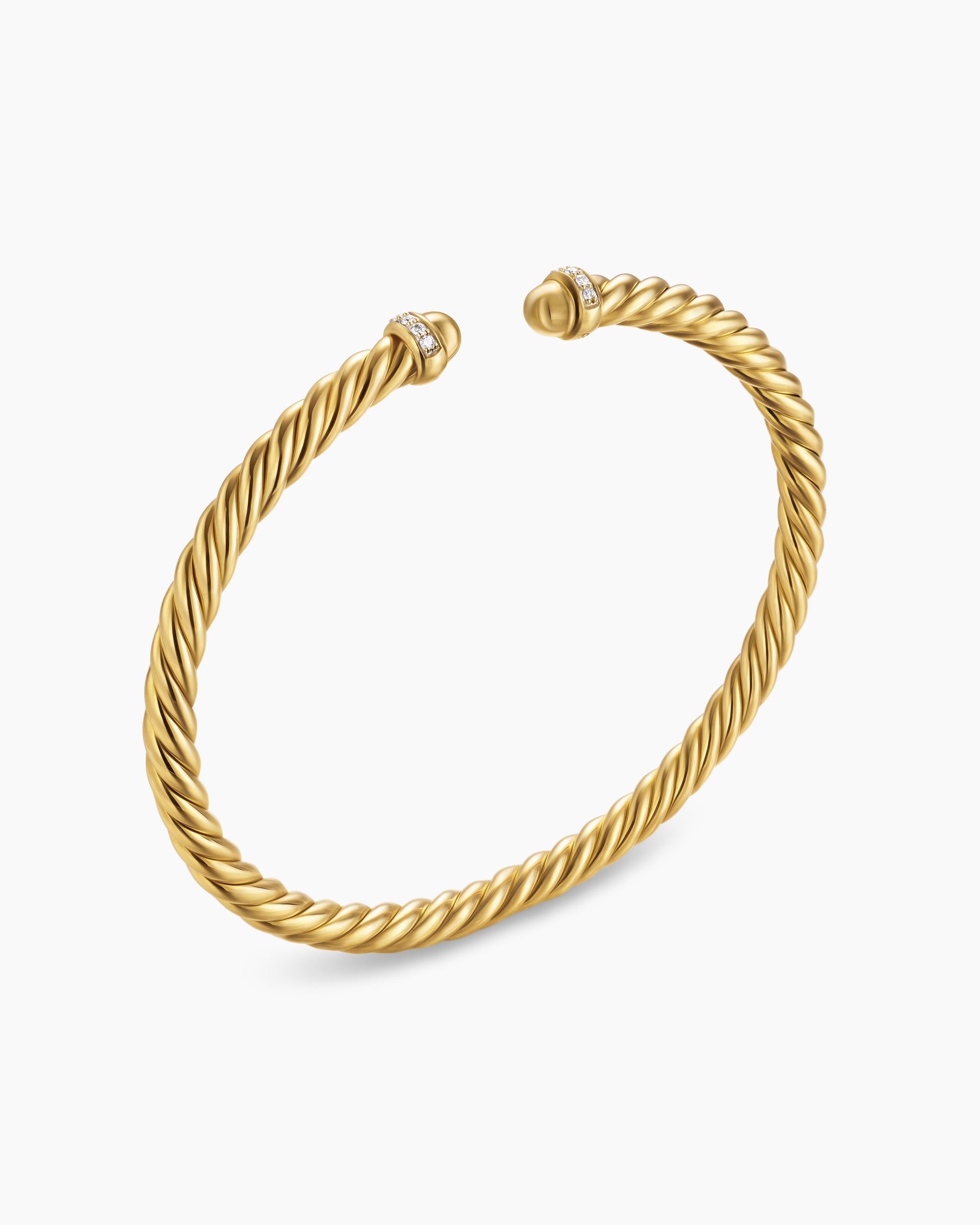 Alternative view of Cablespira Flex Bracelet in 18K Yellow Gold with Gold Domes and Diamonds, 4mm