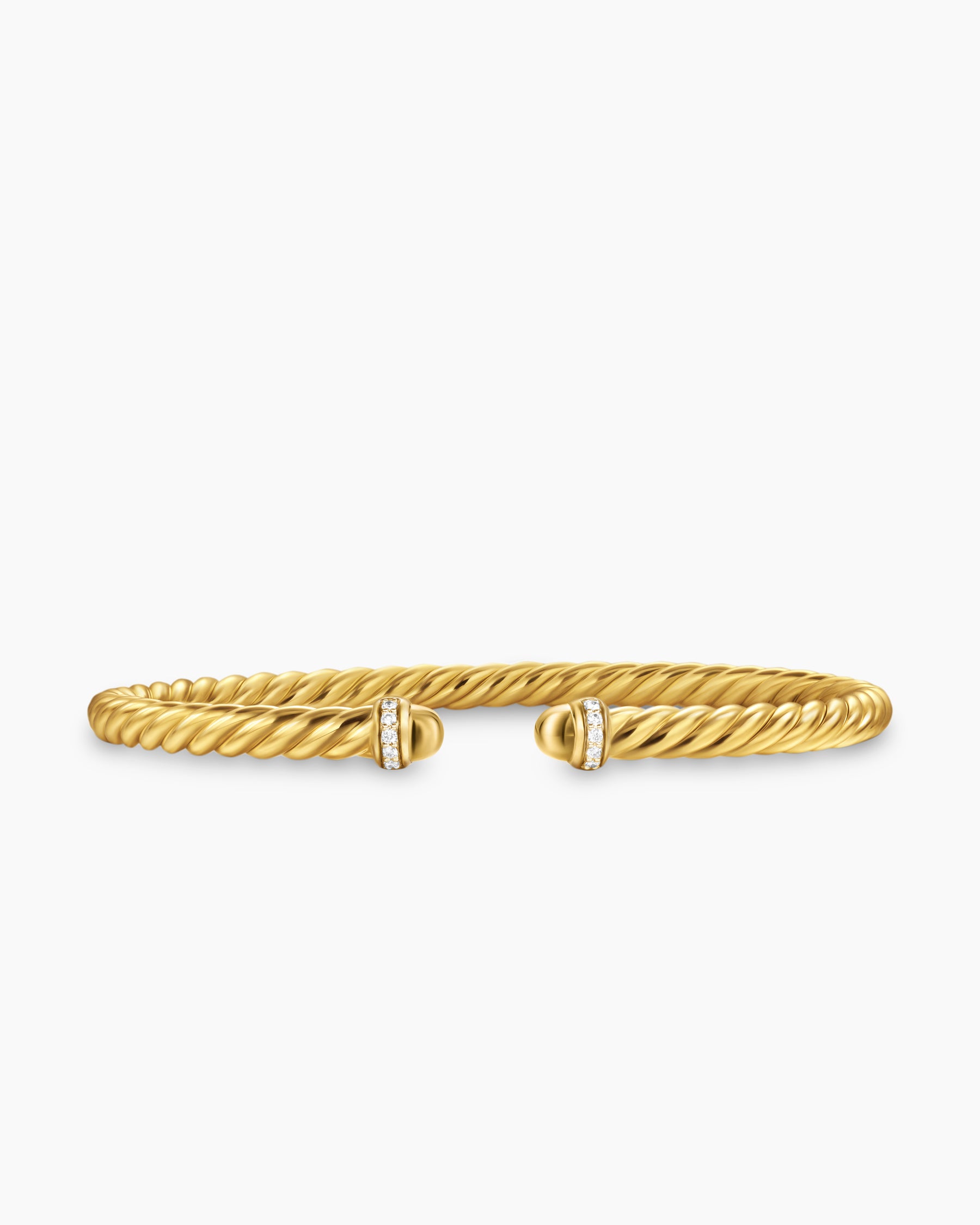 Cablespira Flex Bracelet in 18K Yellow Gold with Gold Domes and Diamonds, 4mm
