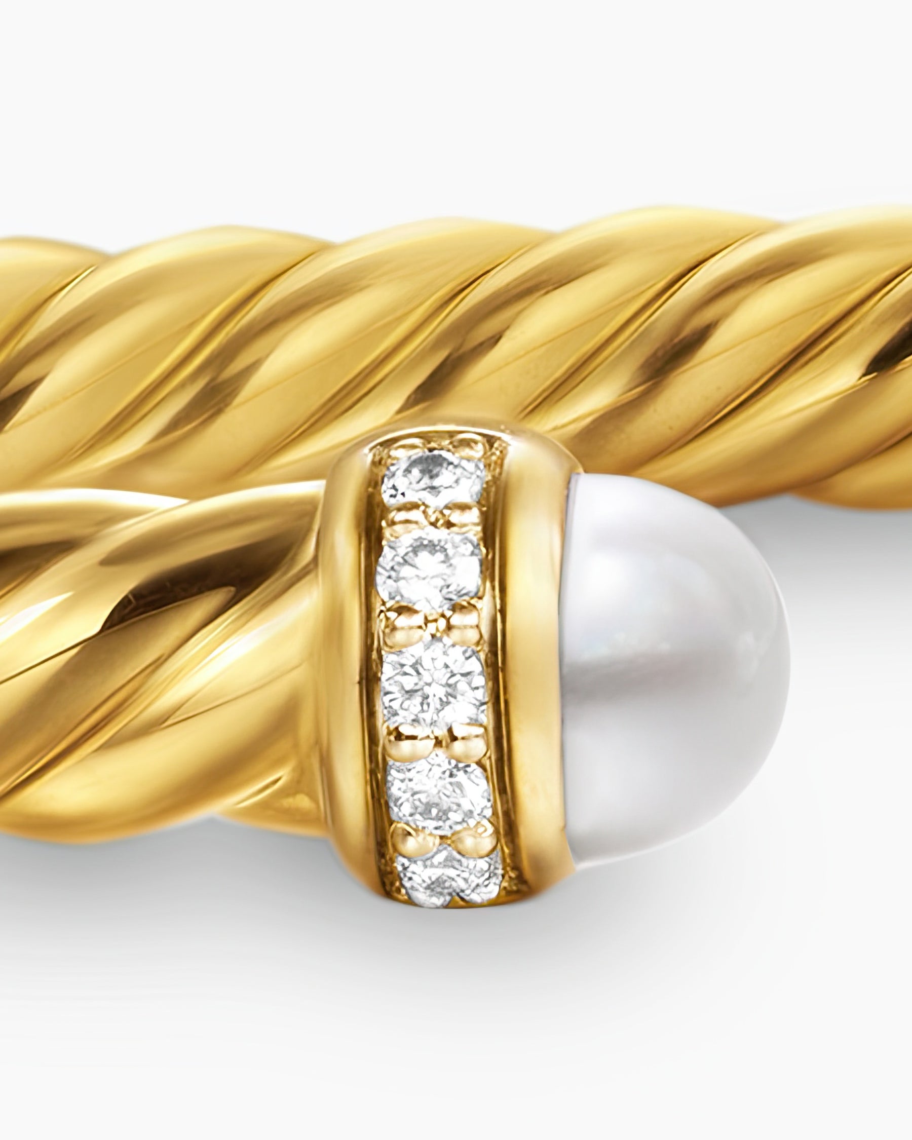Cablespira Flex Bracelet in 18K Yellow Gold with Pearls and Diamonds, 4mm - Image 5