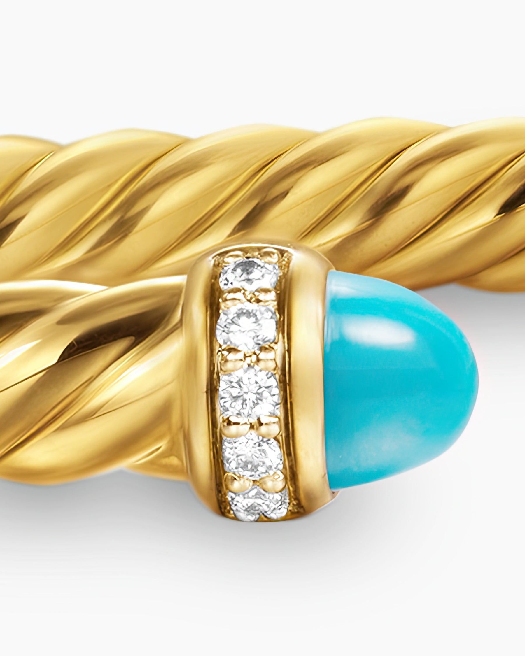 Cablespira Flex Bracelet in 18K Yellow Gold with Turquoise and Diamonds, 4mm - Image 6