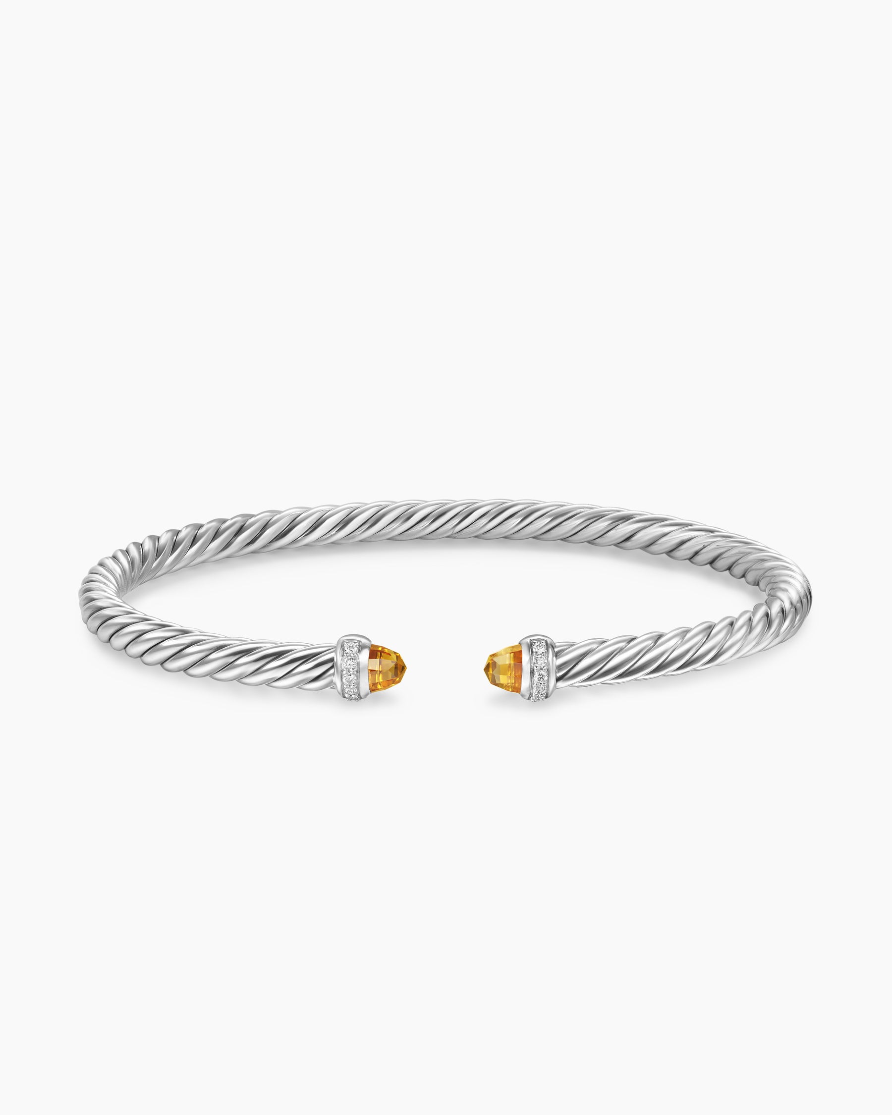 Cable Flex Bracelet in Sterling Silver with Citrine and Diamonds, 4mm - Image 4