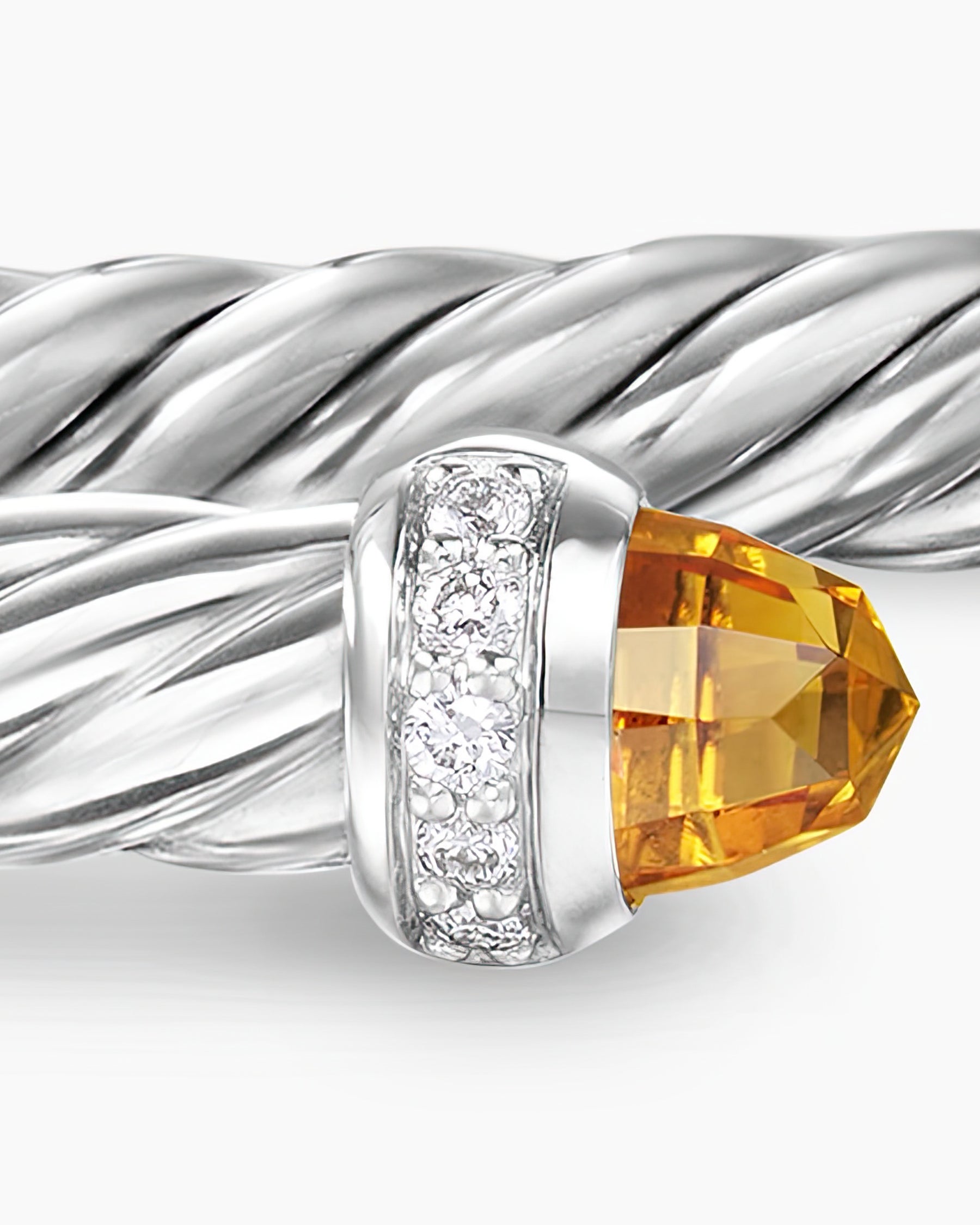 Cable Flex Bracelet in Sterling Silver with Citrine and Diamonds, 4mm - Image 6