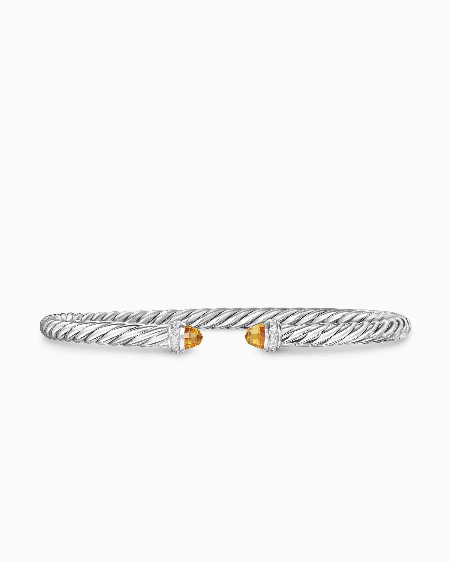 Cable Flex Bracelet in Sterling Silver with Citrine and Diamonds, 4mm