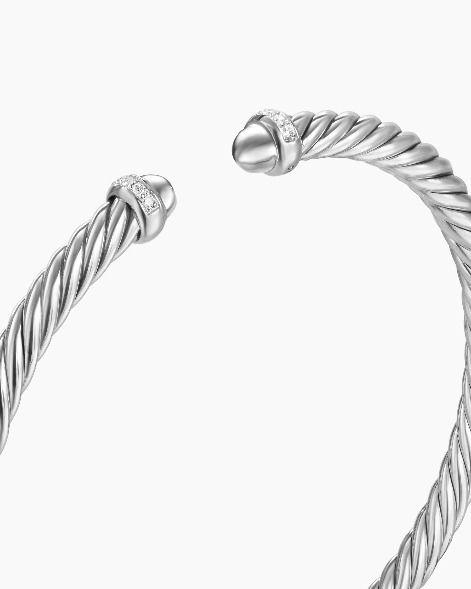 Cable Flex Bracelet in Sterling Silver with Diamonds, 4mm - Image 5