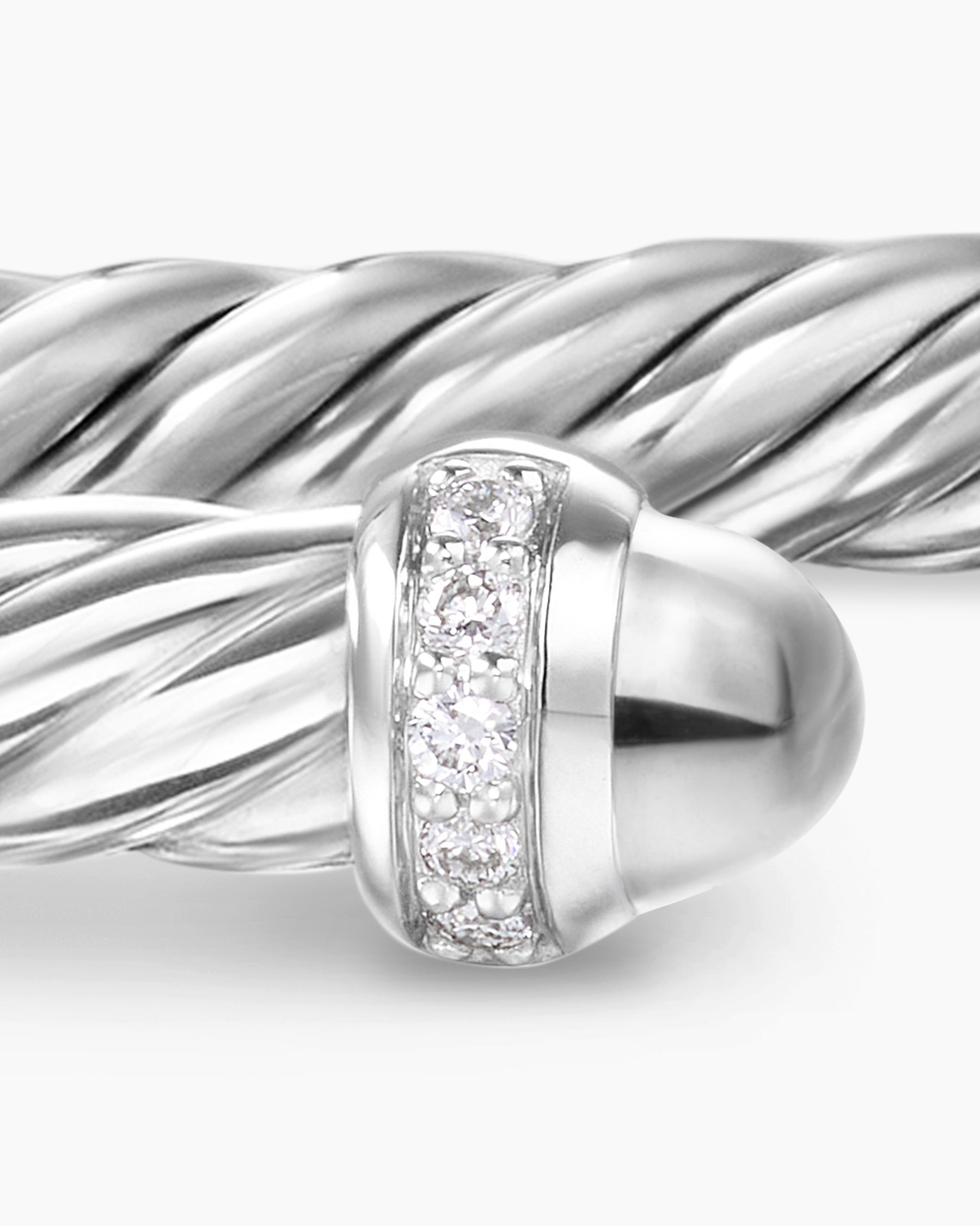 Cable Flex Bracelet in Sterling Silver with Diamonds, 4mm - Image 6