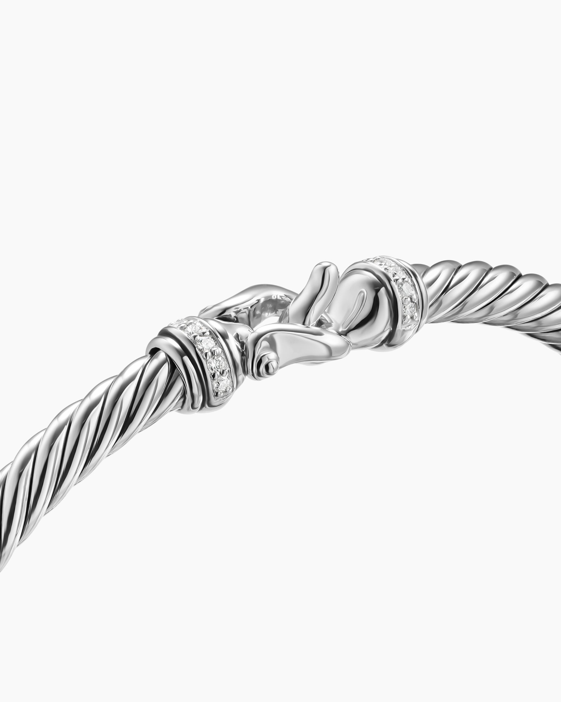 Cable Flex Buckle Bracelet in Sterling Silver with Diamonds, 4mm - Image 5