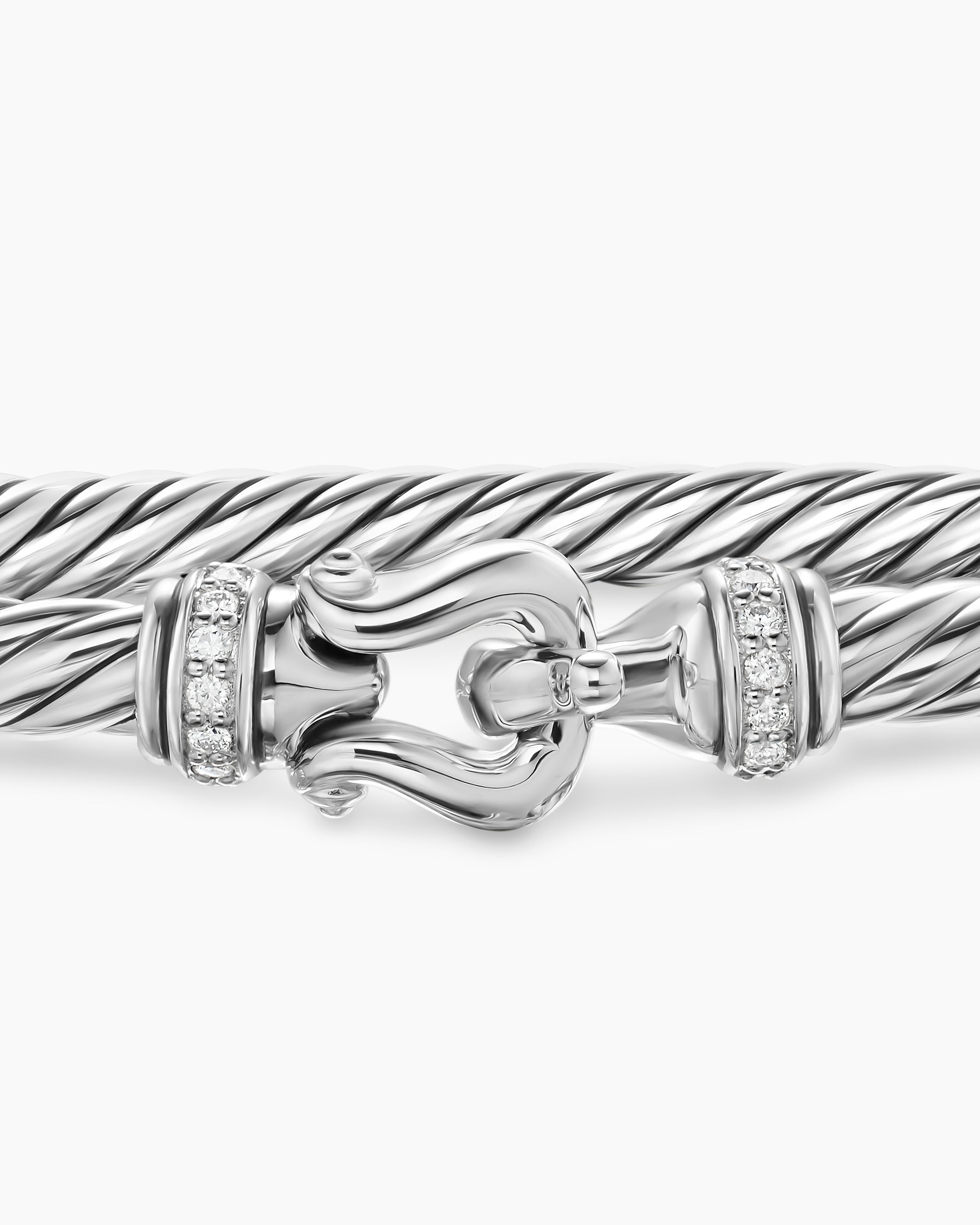 Cable Flex Buckle Bracelet in Sterling Silver with Diamonds, 4mm - Image 6